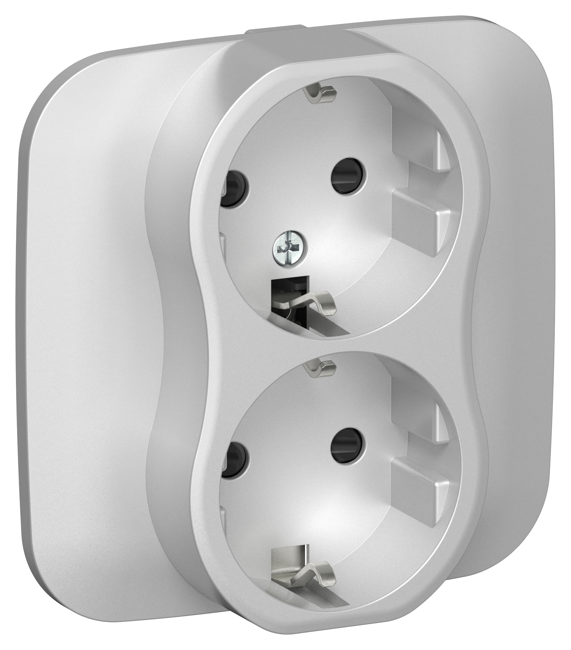 FLITE Розетка 2-местная с заземлением с защитными шторками 16А в сборе РСш12-0-А-ФлА алюминий IEK