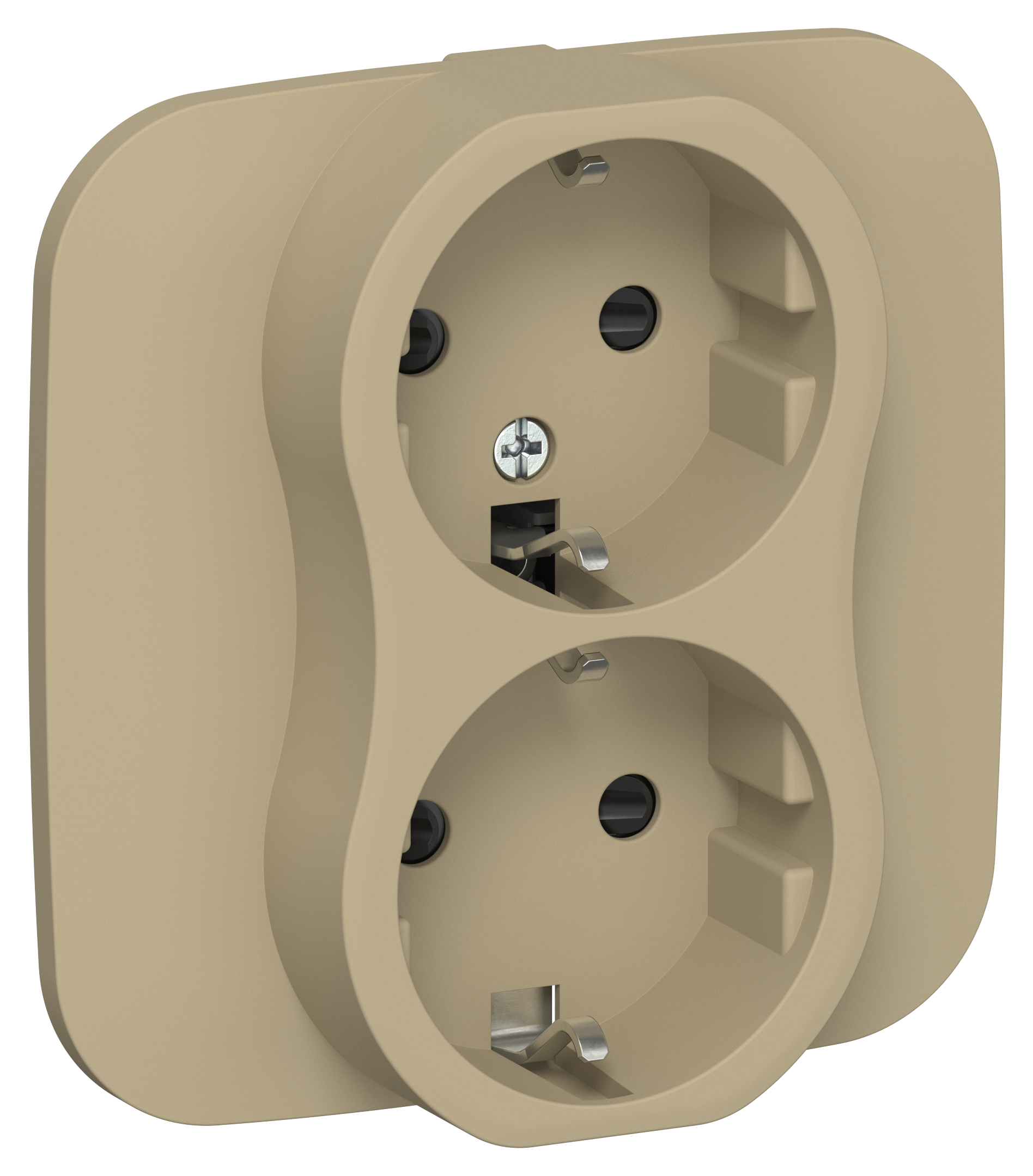 FLITE Розетка 2-местная с заземлением с защитными шторками 16А в сборе РСш12-0-А-ФлХ хаки IEK