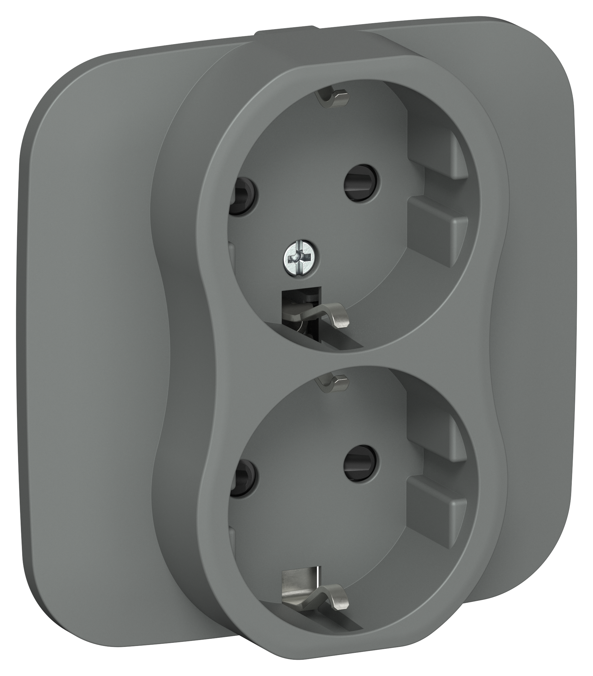 FLITE Розетка 2-местная с заземлением с защитными шторками 16А в сборе РСш12-0-А-ФлМА мокрый асфальт IEK