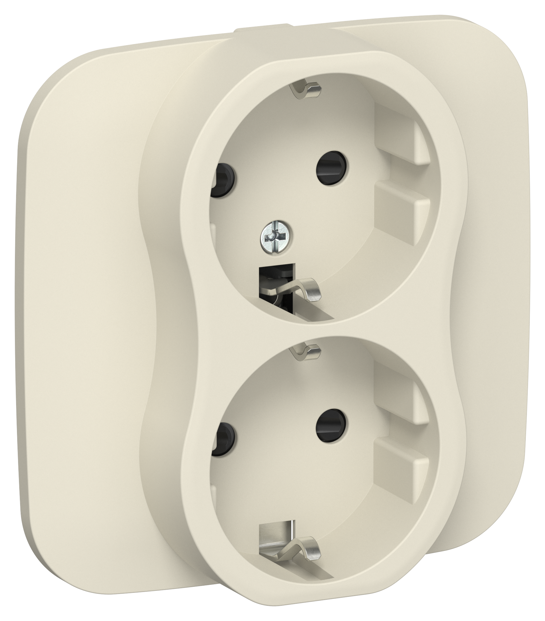 FLITE Розетка 2-местная с заземлением с защитными шторками 16А в сборе РСш12-0-А-ФлСл сливочный IEK
