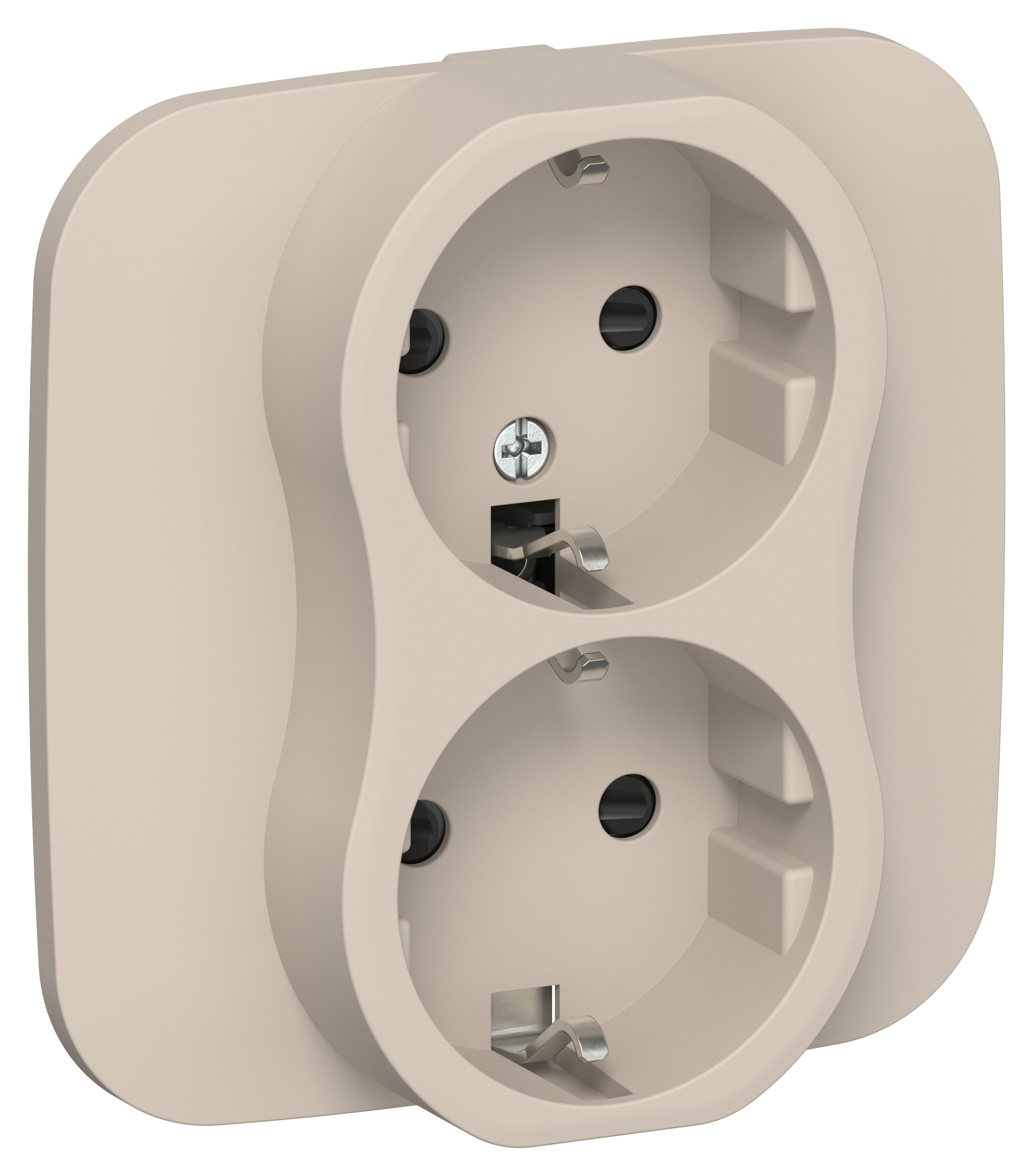 FLITE Розетка 2-местная с заземлением с защитными шторками 16А в сборе РСш12-0-А-ФлЛ льняной IEK