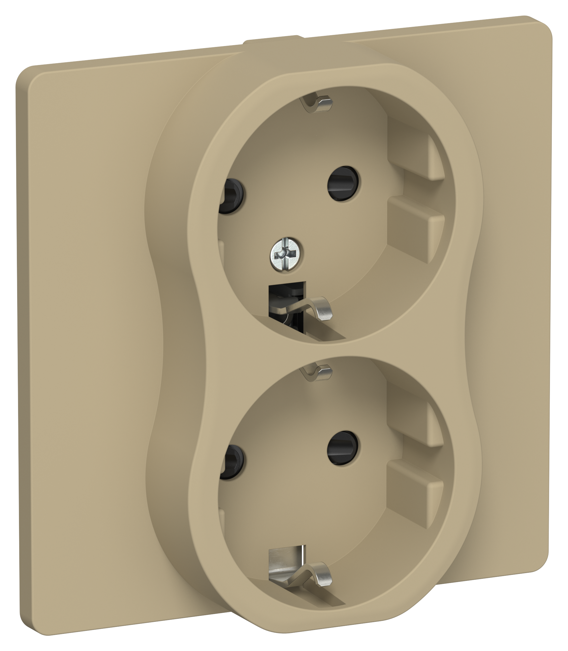 FLITE Розетка 2-местная с заземлением с защитными шторками безвинтовое крепление 16А в сборе РСш12-1-К-ФлХ хаки IEK