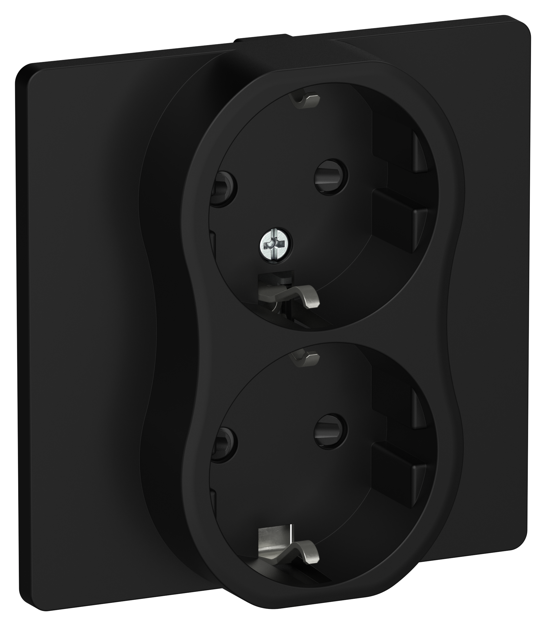 FLITE Розетка 2-местная с заземлением с защитными шторками 16А в сборе РСш12-0-К-ФлЧ черный IEK