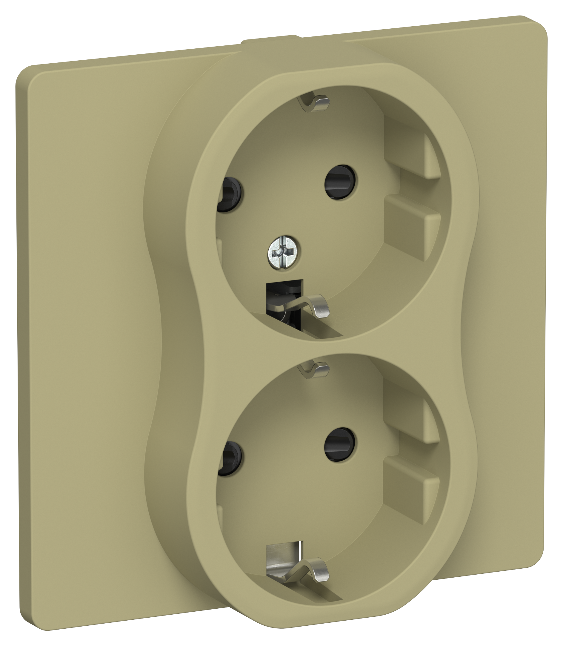 FLITE Розетка 2-местная с заземлением с защитными шторками 16А в сборе РСш12-0-К-ФлО оливковый IEK
