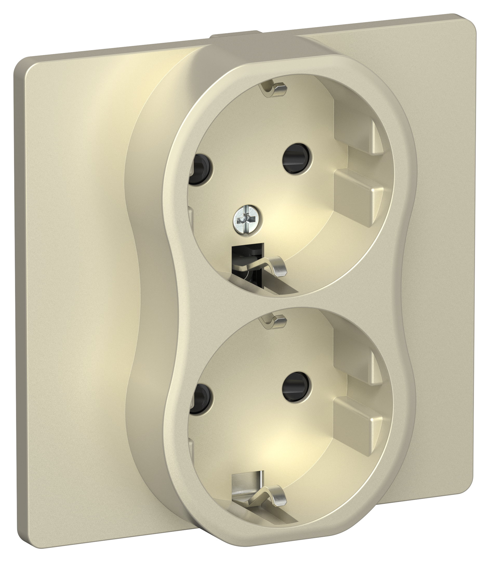 FLITE Розетка 2-местная с заземлением с защитными шторками 16А в сборе РСш12-0-К-ФлШ шампань IEK