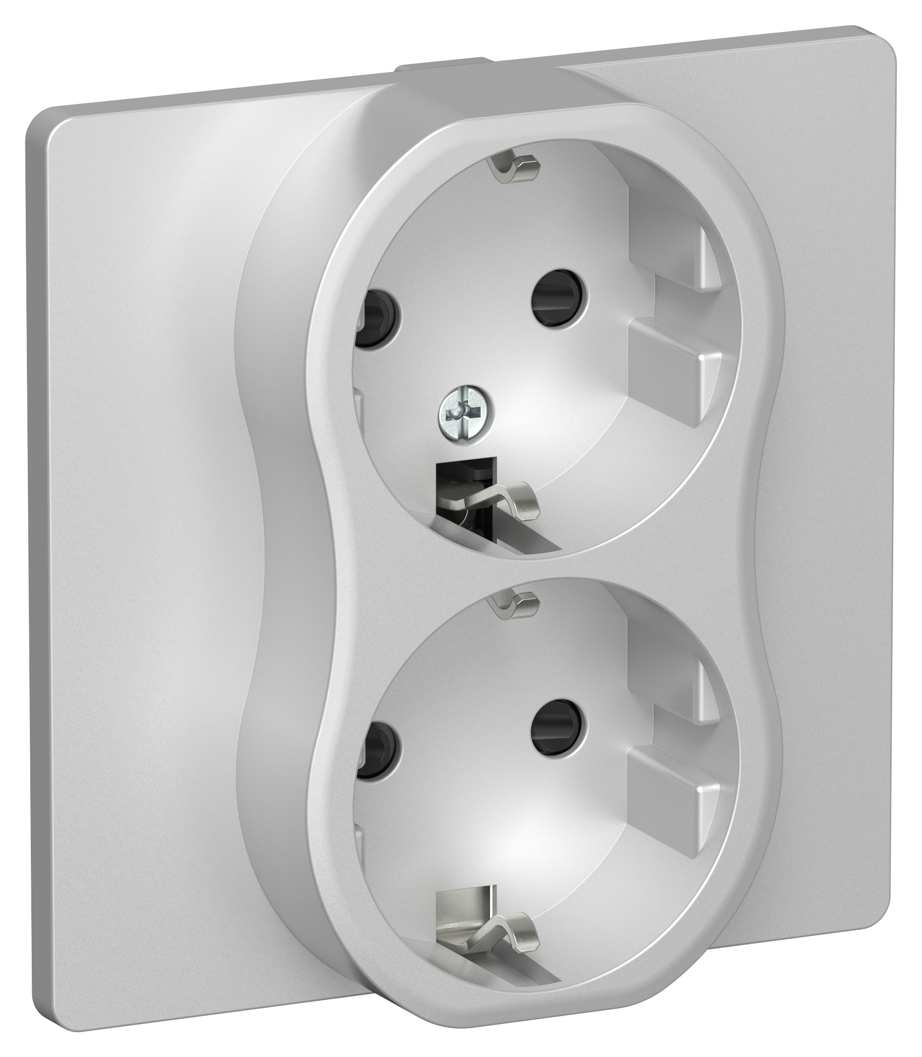 FLITE Розетка 2-местная с заземлением с защитными шторками 16А в сборе РСш12-0-К-ФлА алюминий IEK