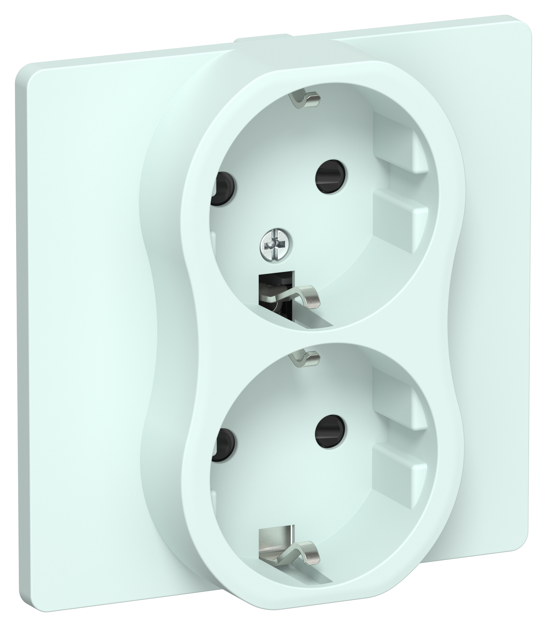 FLITE Розетка 2-местная с заземлением с защитными шторками 16А в сборе РСш12-0-К-ФлХЛ холодный лед IEK