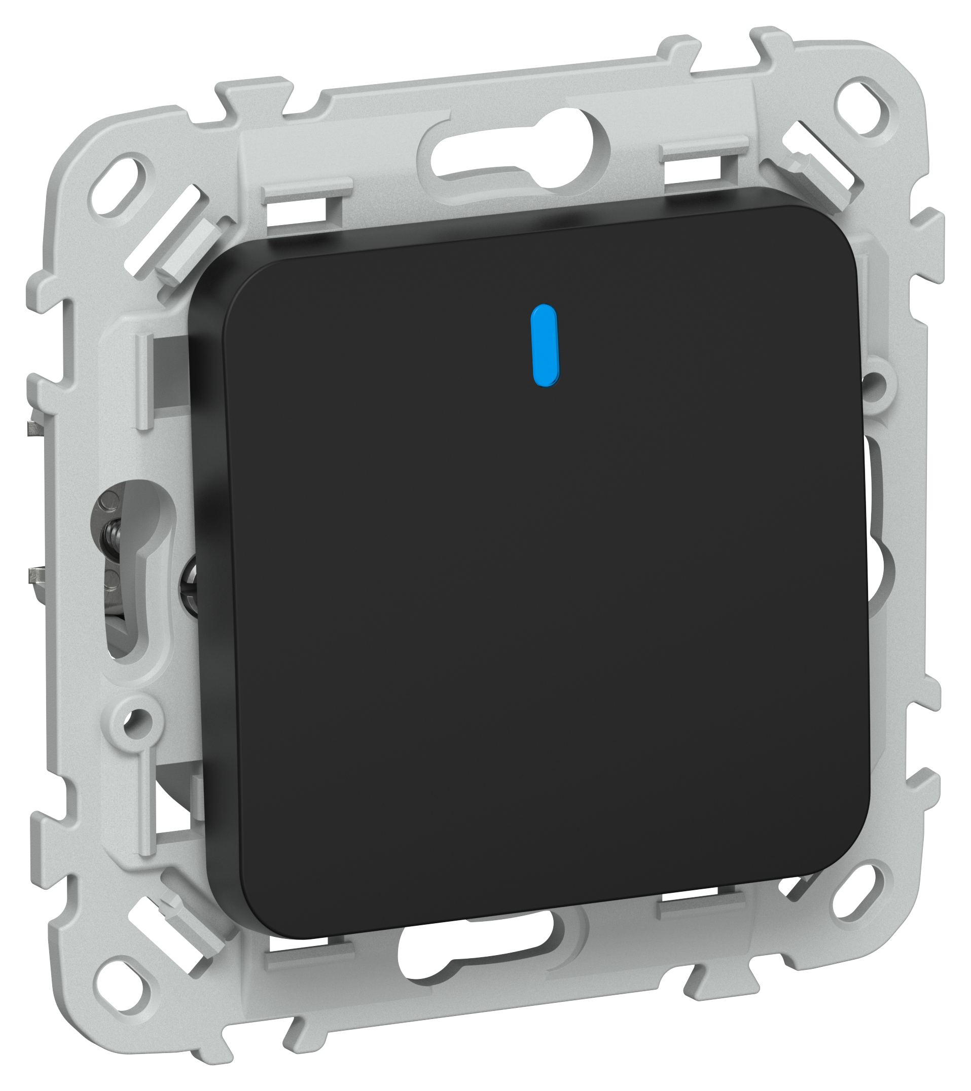 FLITE Выключатель 1-клавишный 2-полюсный проходной с индикацией 10А ВС6/21-1-1-ФлЧ черный IEK