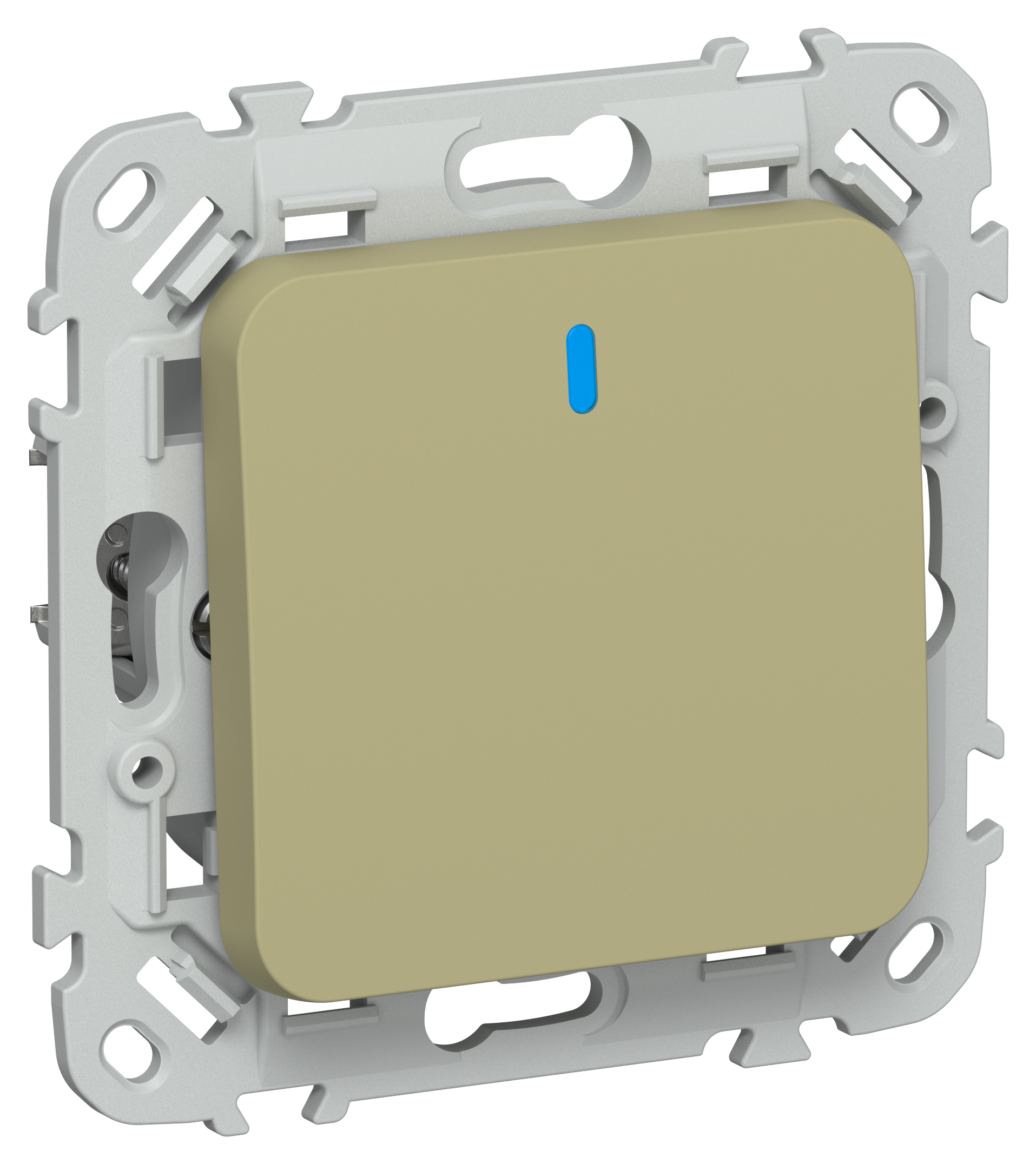 FLITE Выключатель 1-клавишный проходной с индикацией 10А ВС61-1-1-ФлО оливковый IEK