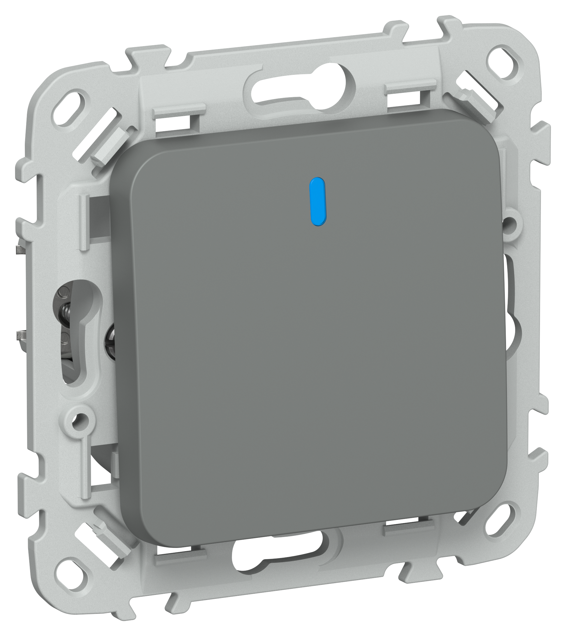 FLITE Выключатель 1-клавишный проходной с индикацией 10А ВС61-1-1-ФлМА мокрый асфальт IEK