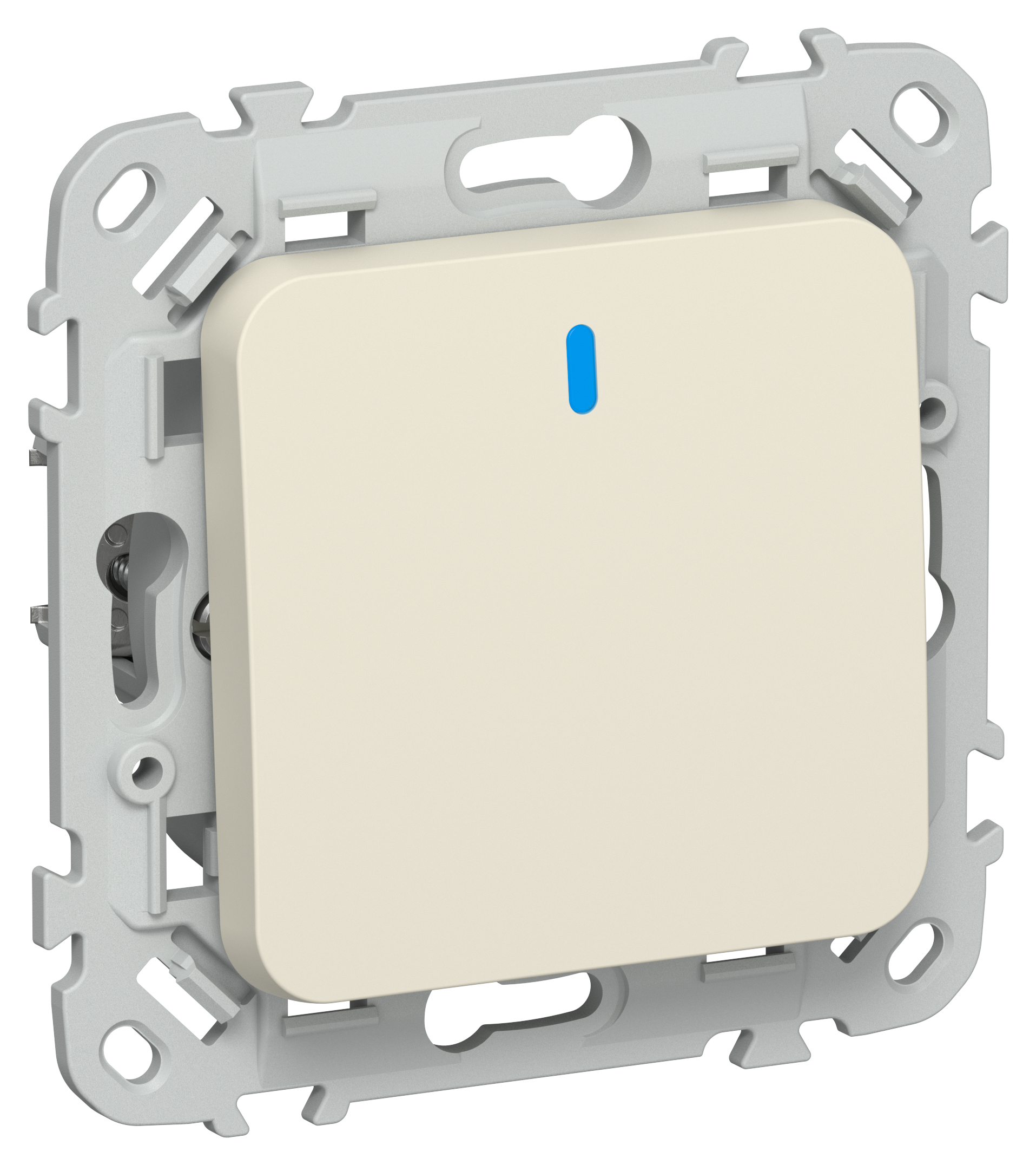 FLITE Выключатель 1-клавишный кнопочный с индикацией 10А ВС11-2-1-ФлСл сливочный IEK