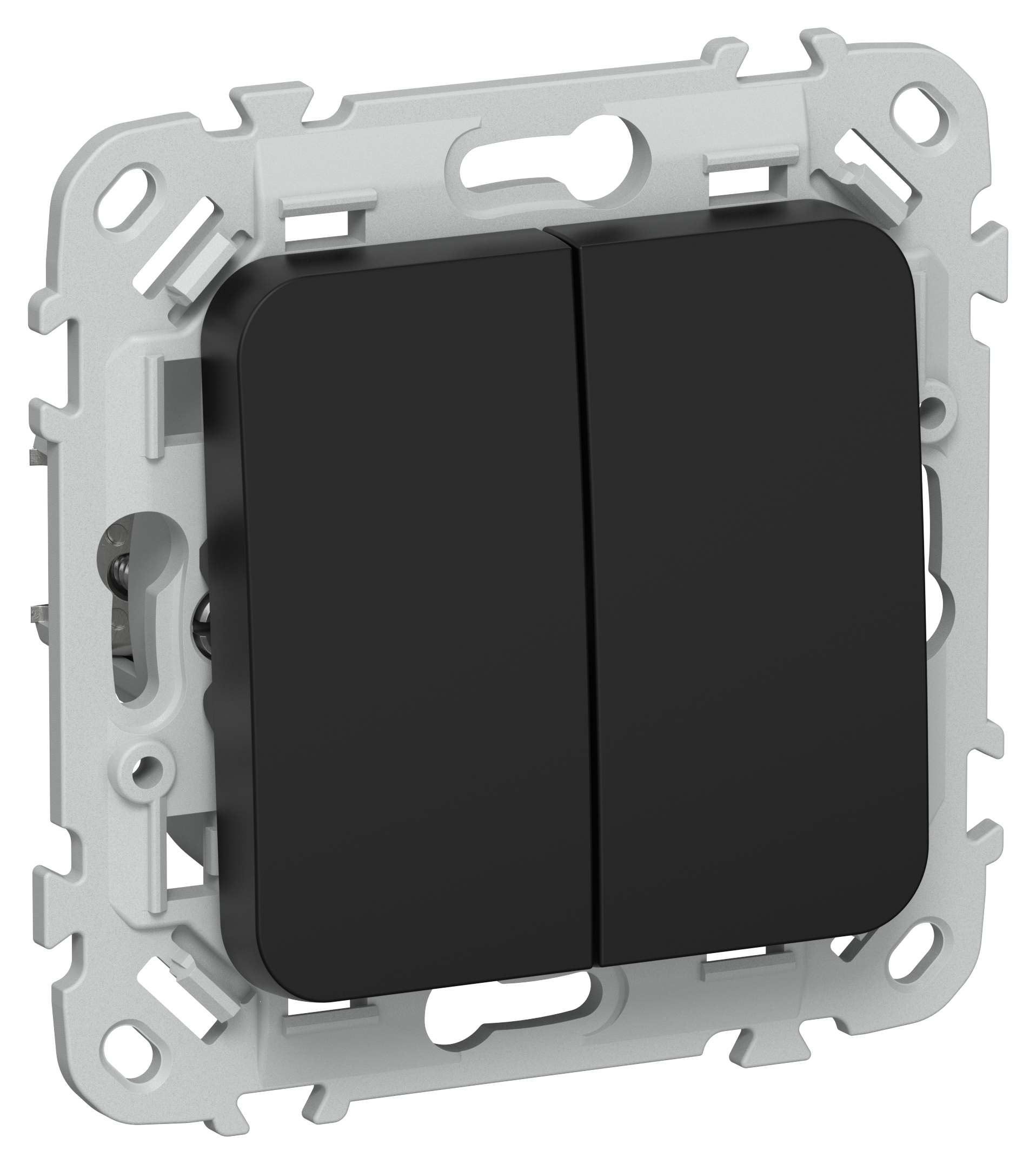 FLITE Выключатель 2-клавишный 10А ВС12-1-0-ФлЧ черный IEK