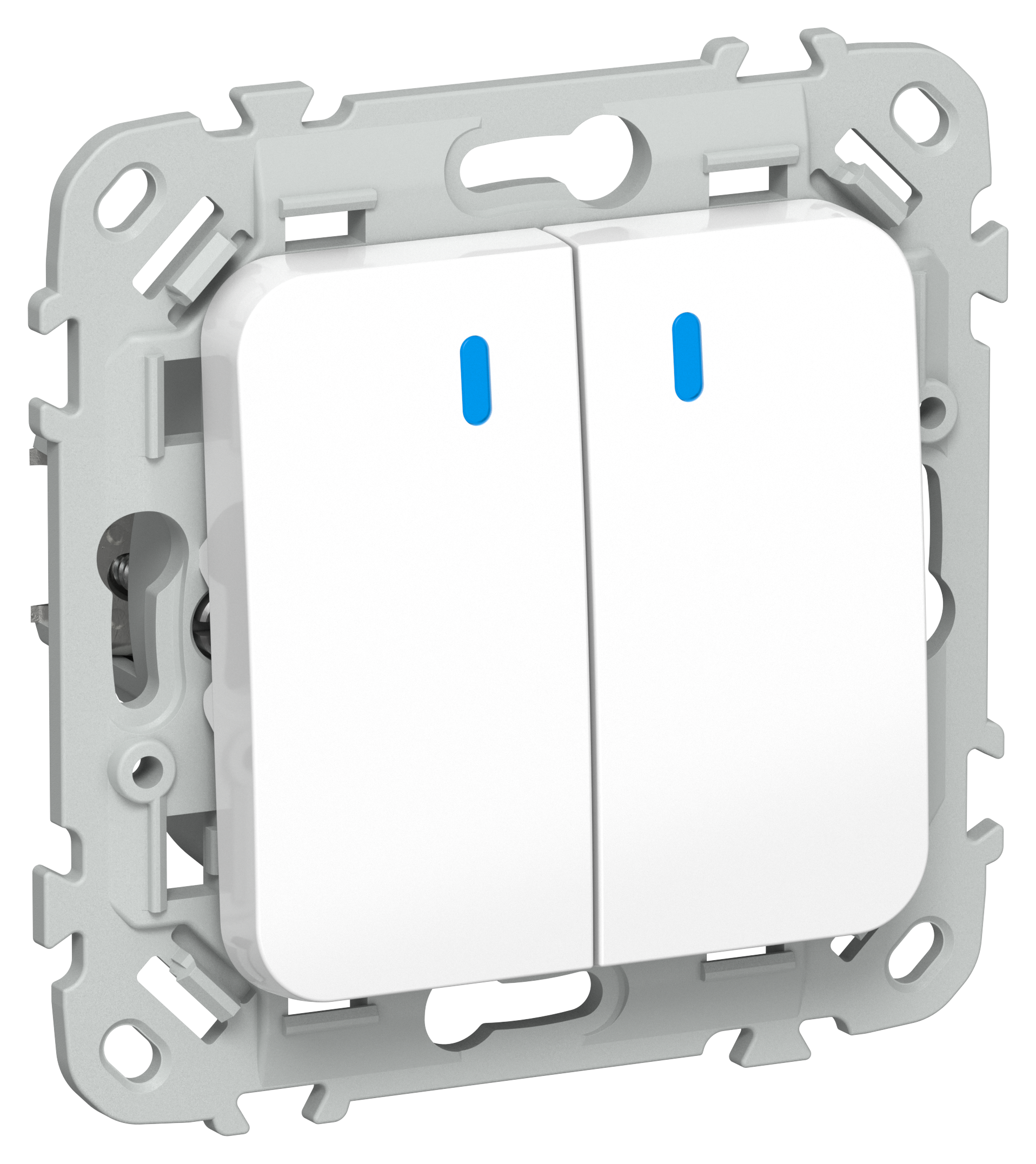 FLITE Выключатель 2-клавишный с индикацией 10А ВС12-1-1-ФлБ белый IEK