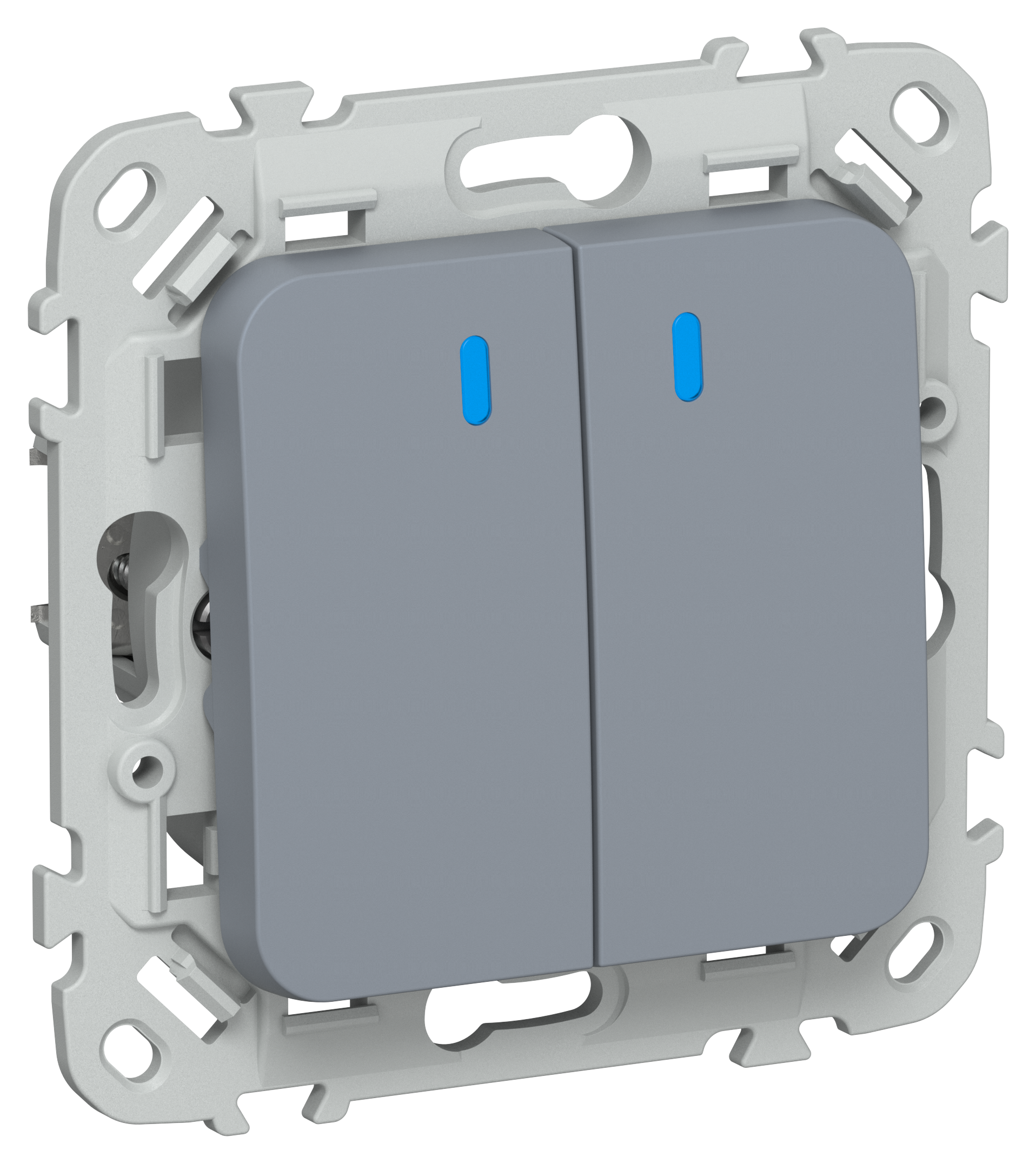 FLITE Выключатель 2-клавишный с индикацией 10А ВС12-1-1-ФлМ маренго IEK