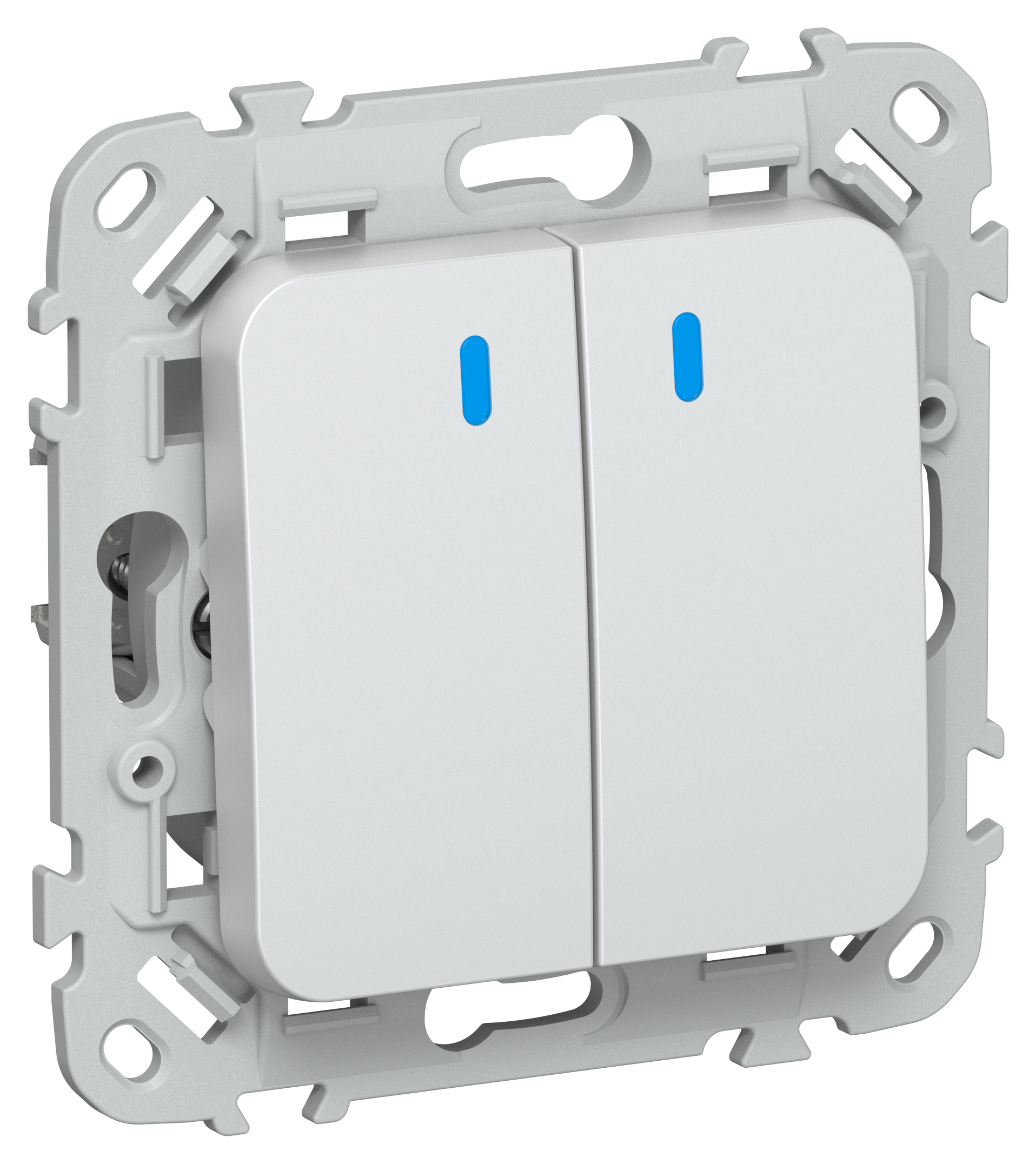 FLITE Выключатель 2-клавишный с индикацией 10А ВС12-1-1-ФлЖ жемчуг IEK