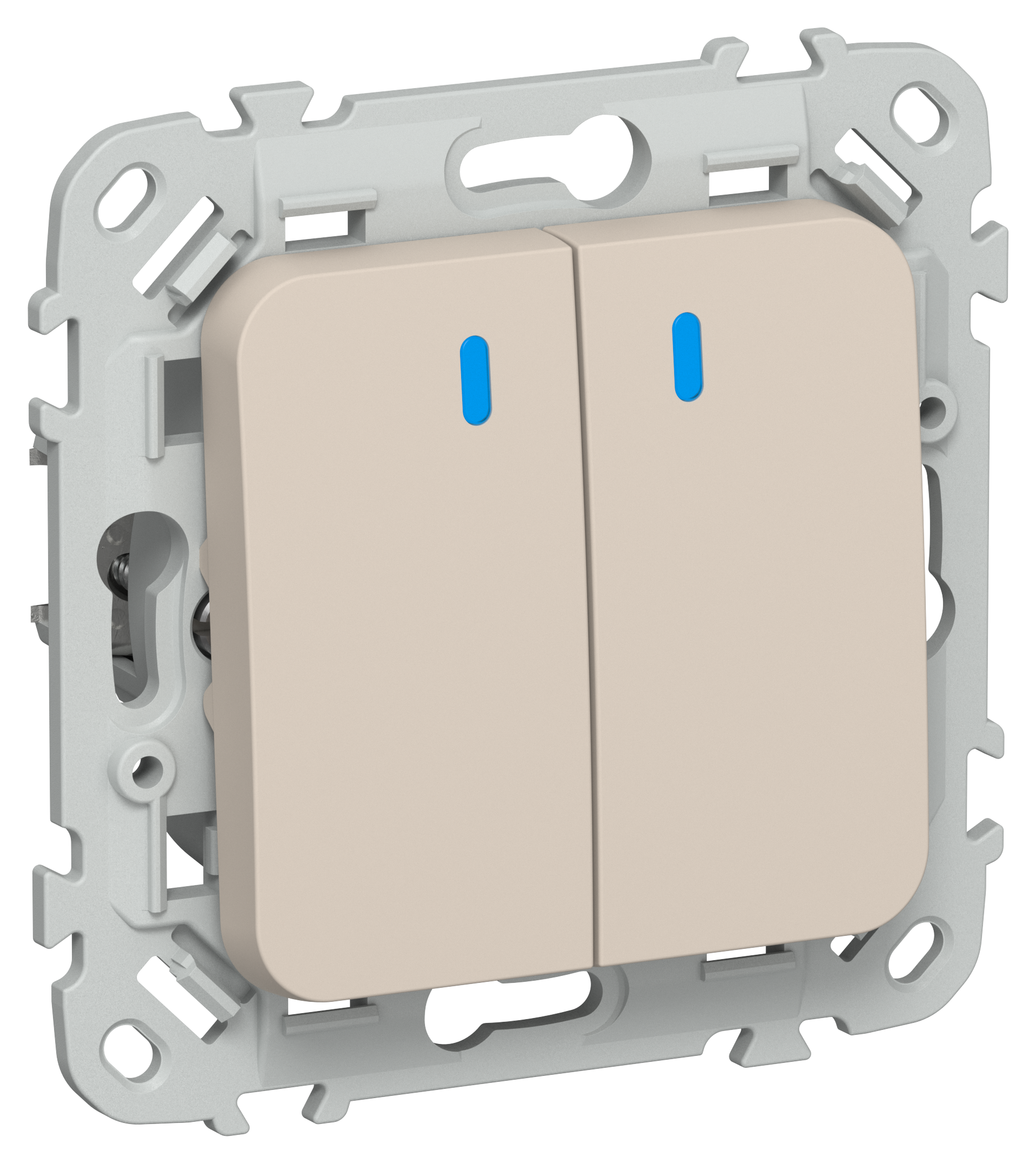 FLITE Выключатель 2-клавишный с индикацией 10А ВС12-1-1-ФлЛ льняной IEK