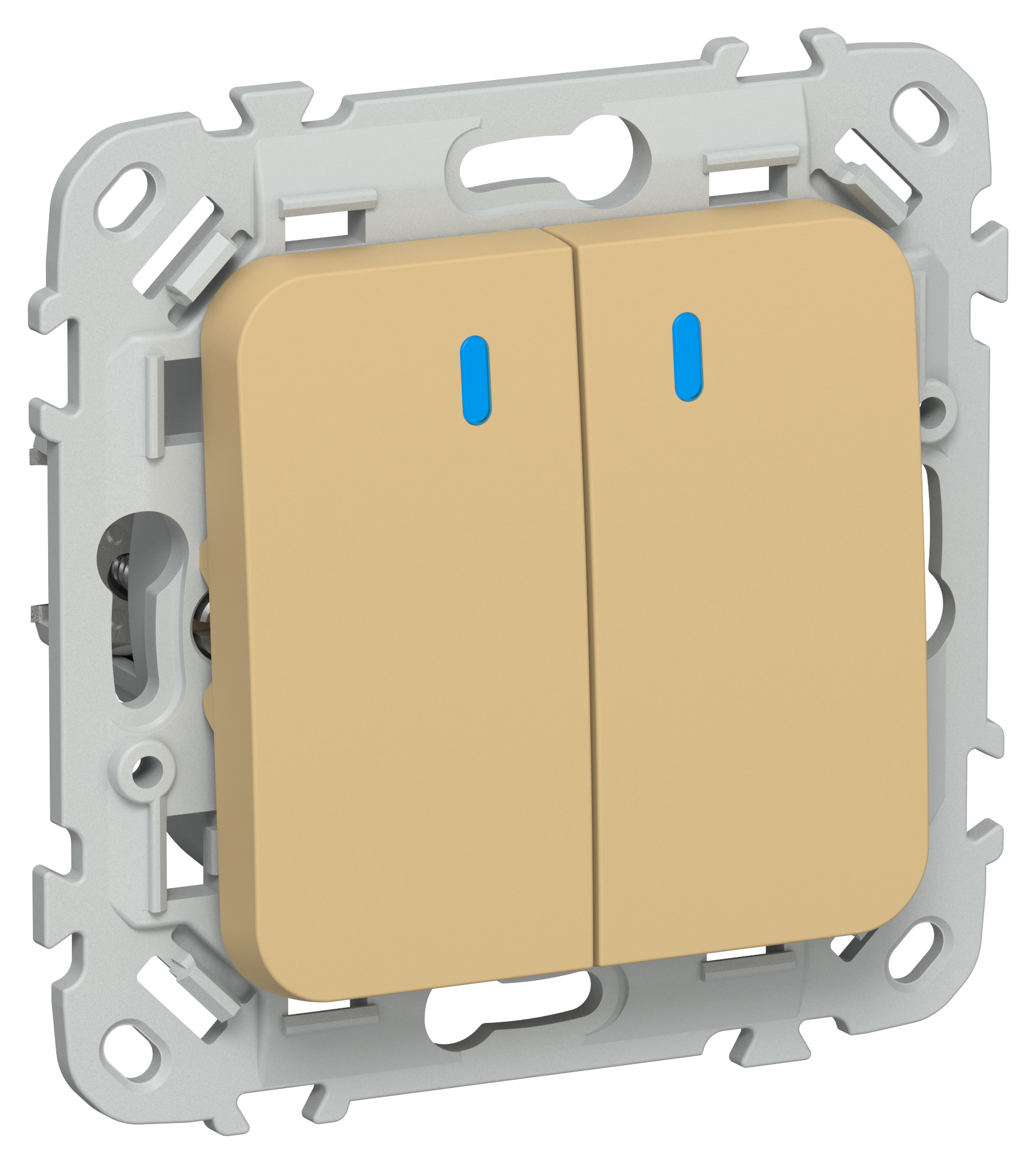 FLITE Выключатель 2-клавишный с индикацией 10А ВС12-1-1-ФлШм шамуа IEK