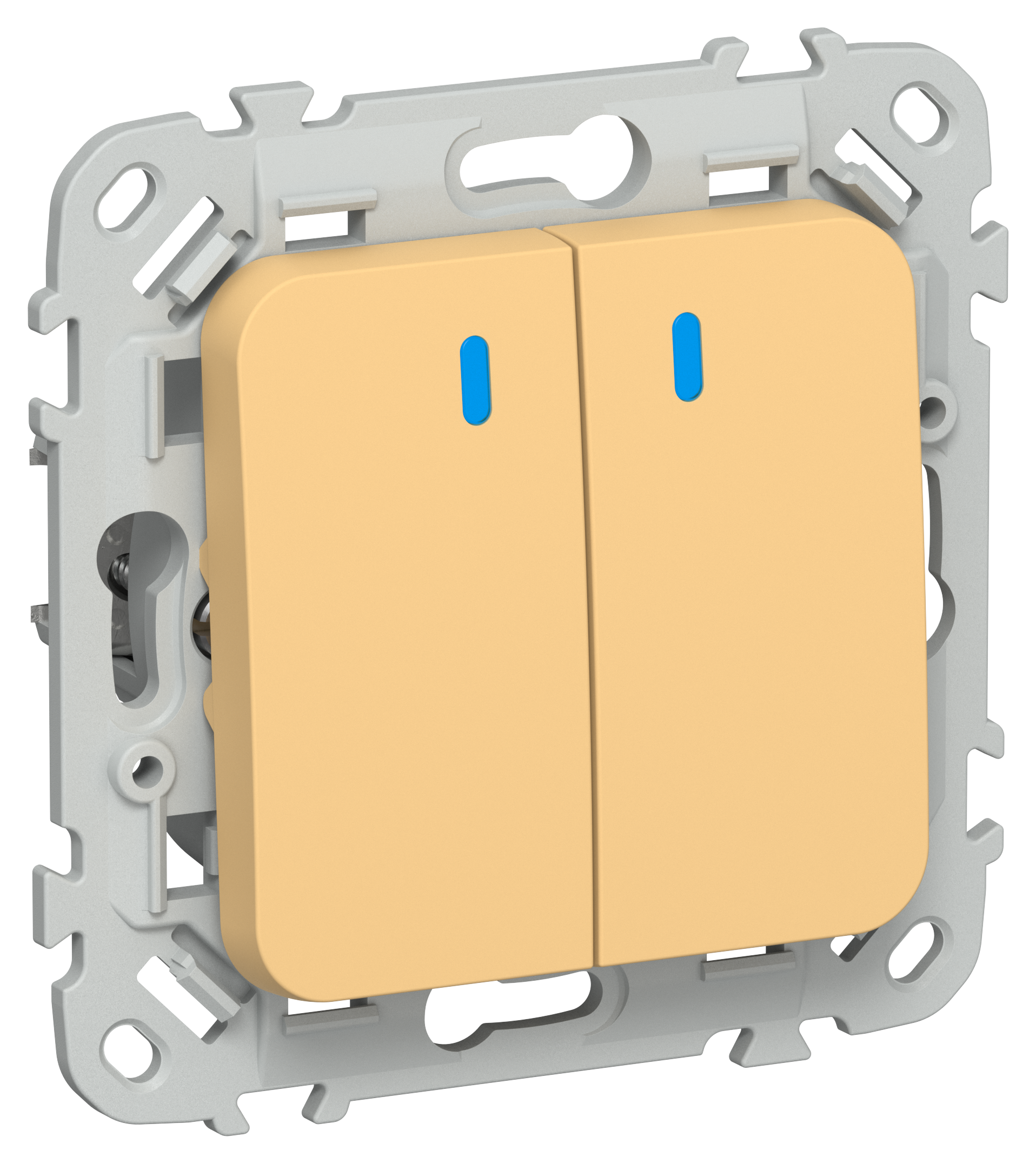 FLITE Выключатель 2-клавишный с индикацией 10А ВС12-1-1-ФлЗ золотарник IEK