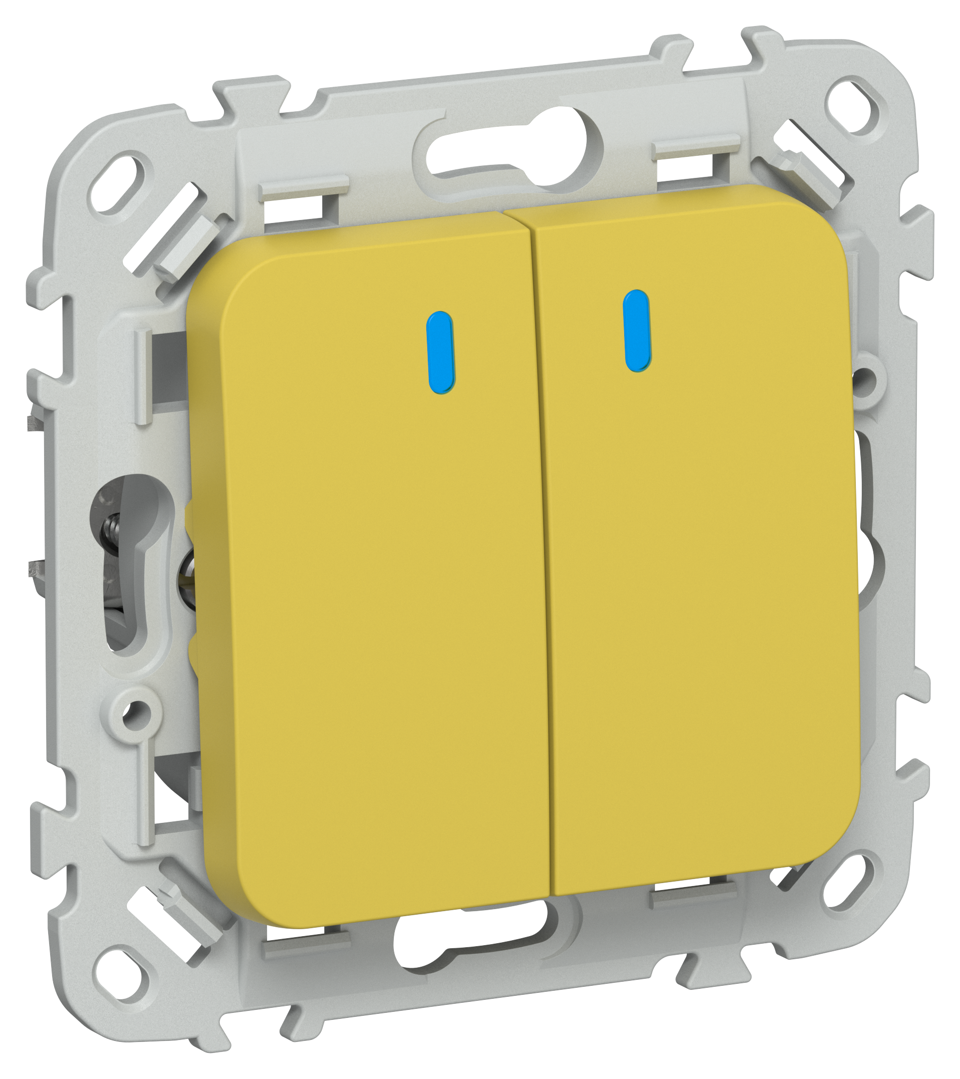 FLITE Выключатель 2-клавишный проходной с индикацией 10А ВС62-1-1-ФлЖК желтый карри IEK