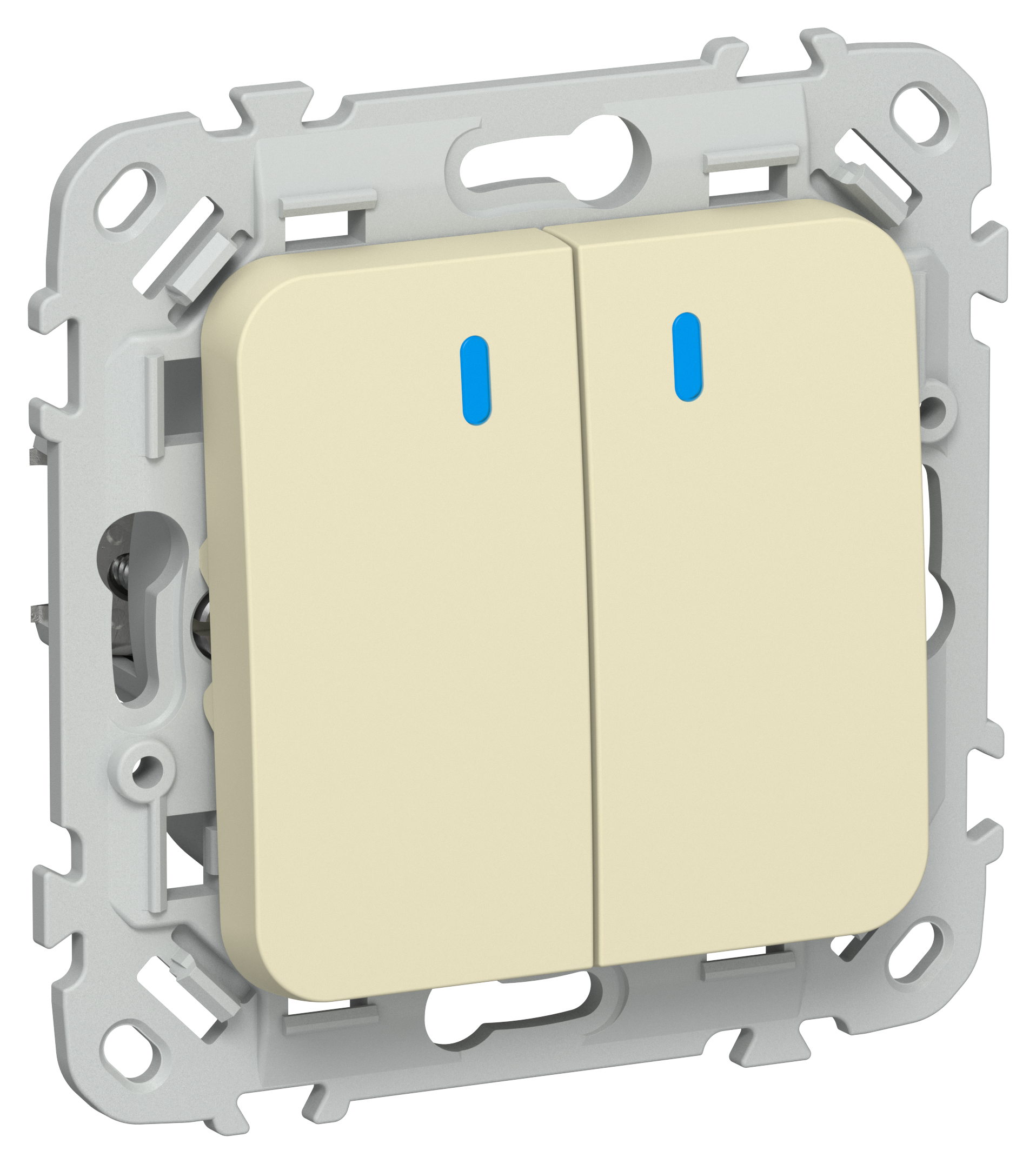 FLITE Выключатель 2-клавишный проходной с индикацией 10А ВС62-1-1-ФлН навахо IEK