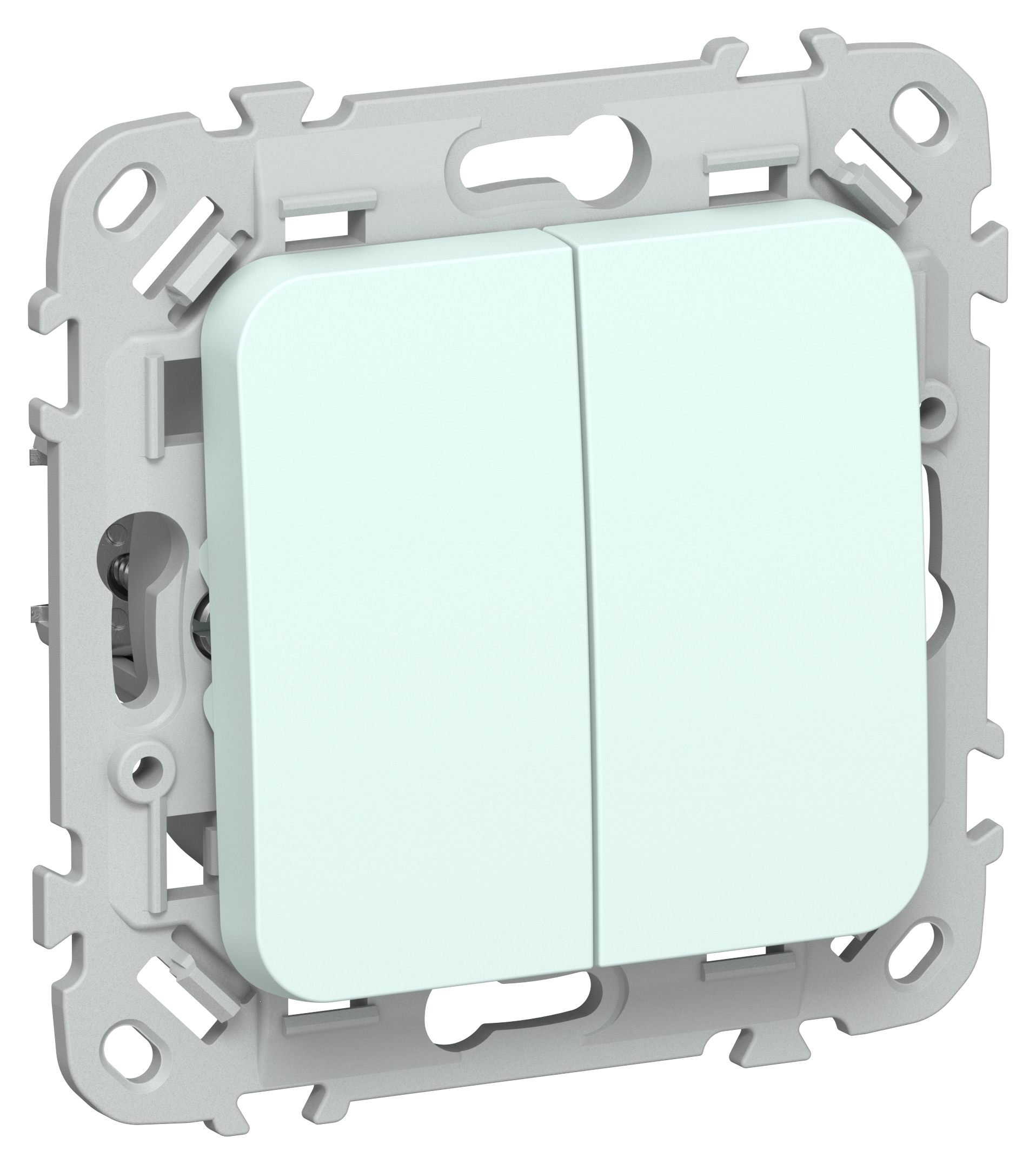 FLITE Выключатель 2-клавишный кнопочный 10А ВС12-2-0-ФлХЛ холодный лед IEK