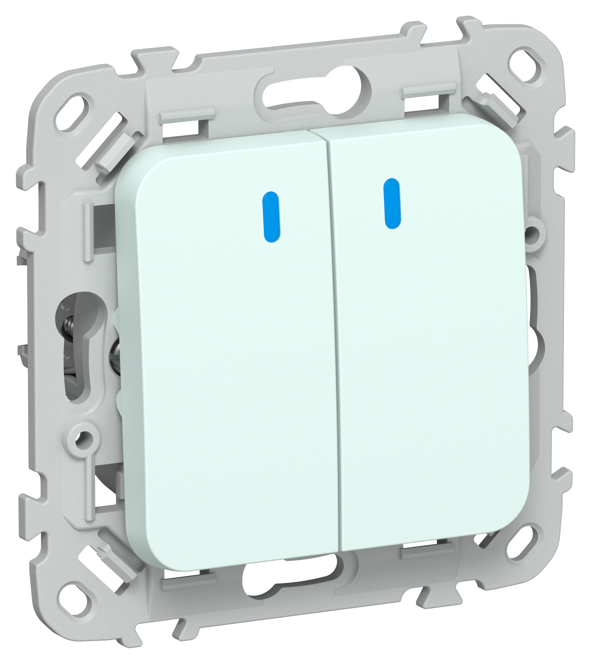 FLITE Выключатель 2-клавишный кнопочный с индикацией 10А ВС12-2-1-ФлХЛ холодный лед IEK