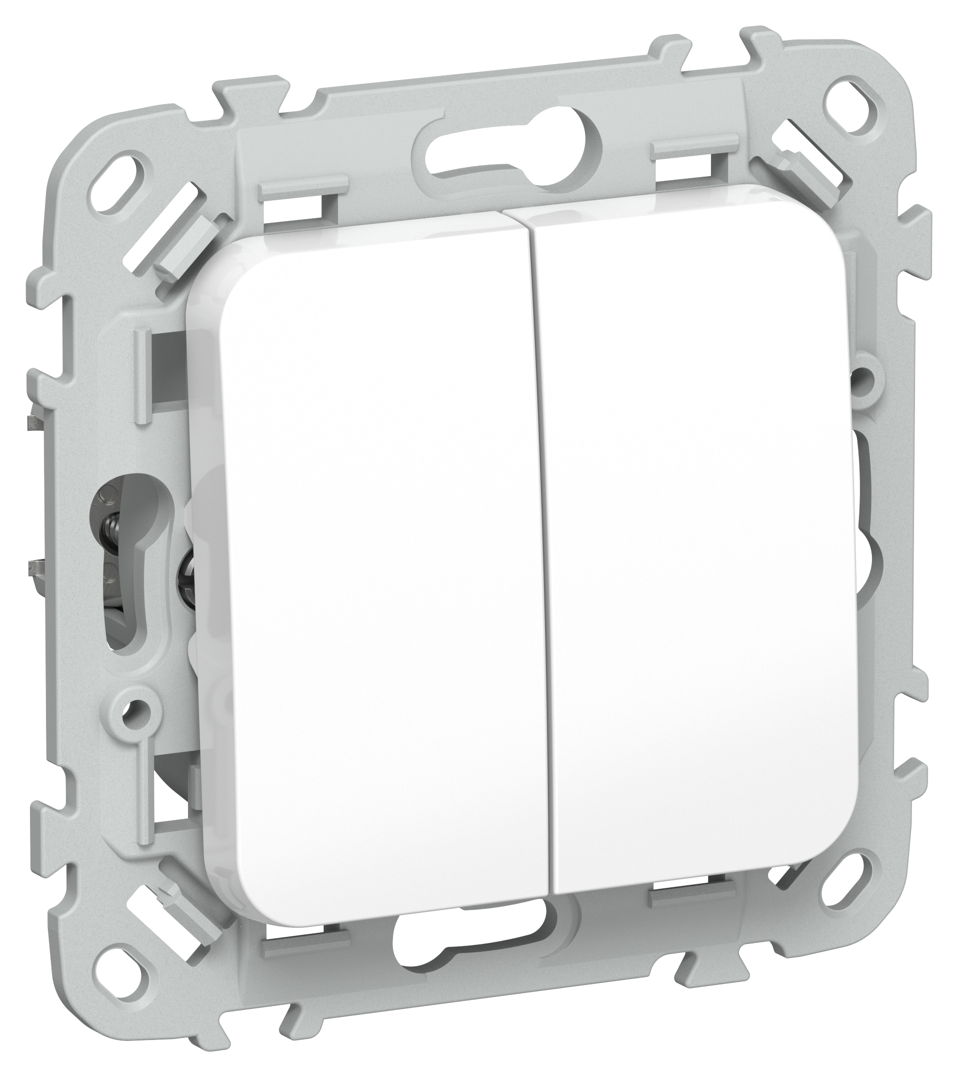 FLITE Выключатель 2-клавишный кнопочный проходной 10А ВС62-2-0-ФлБ белый IEK