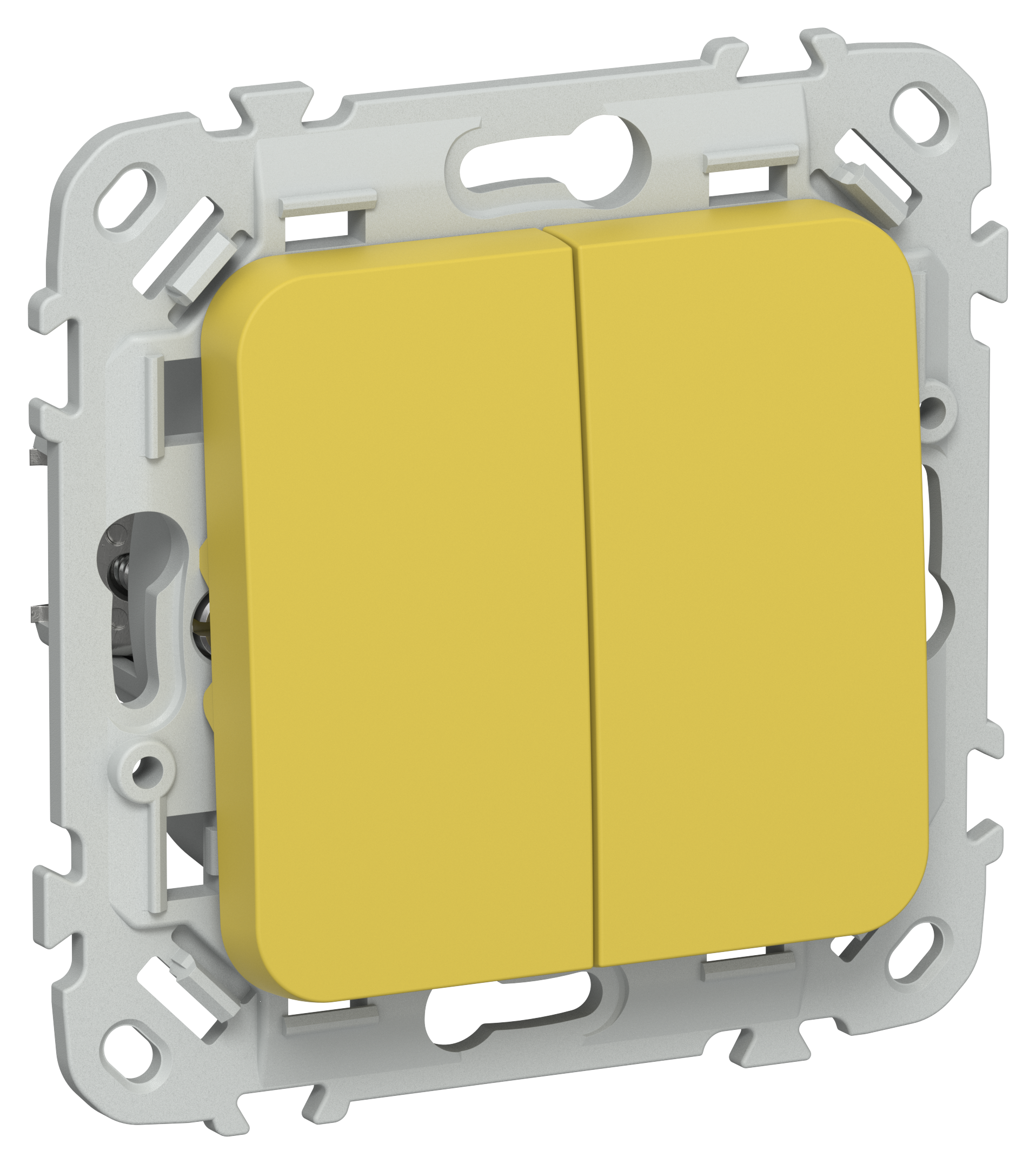 FLITE Выключатель 2-клавишный кнопочный проходной 10А ВС62-2-0-ФлЖК желтый карри IEK