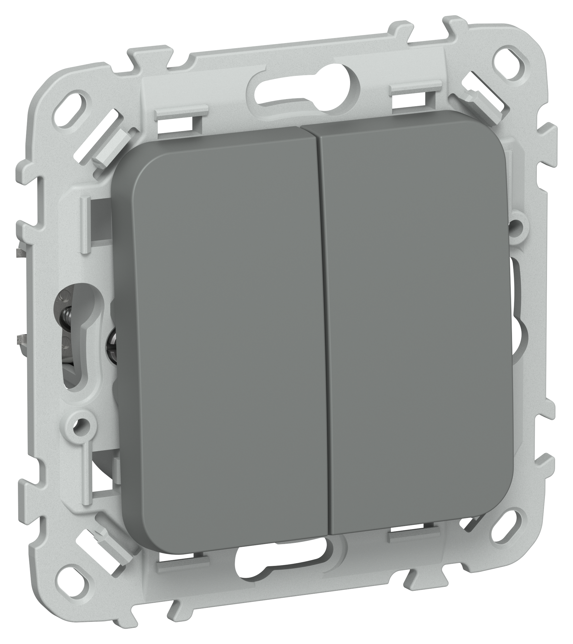 FLITE Выключатель 2-клавишный кнопочный проходной 10А ВС62-2-0-ФлМА мокрый асфальт IEK