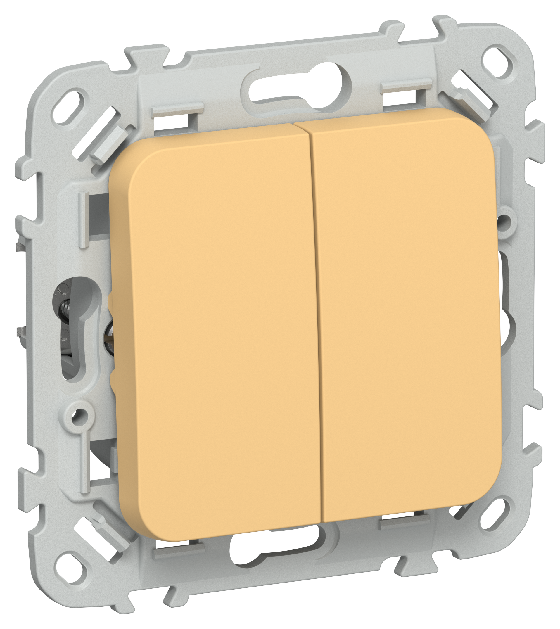 FLITE Выключатель 2-клавишный кнопочный проходной 10А ВС62-2-0-ФлЗ золотарник IEK