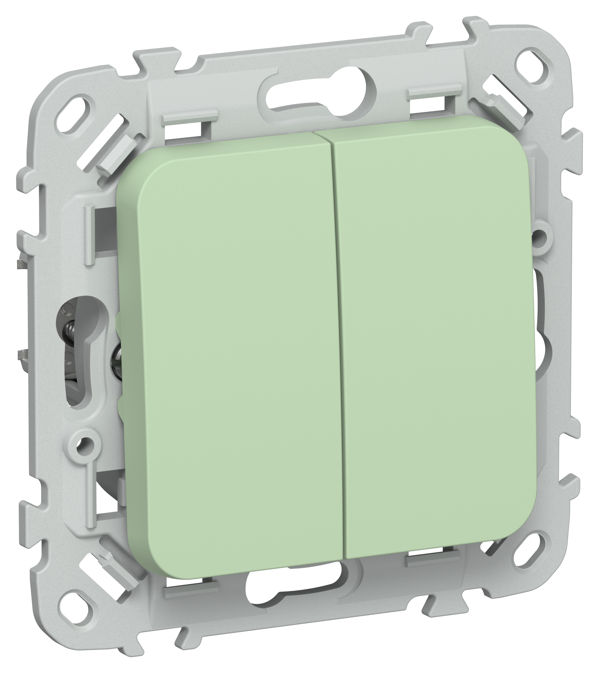 FLITE Выключатель 2-клавишный кнопочный проходной 10А ВС62-2-0-ФлФ фисташковый IEK