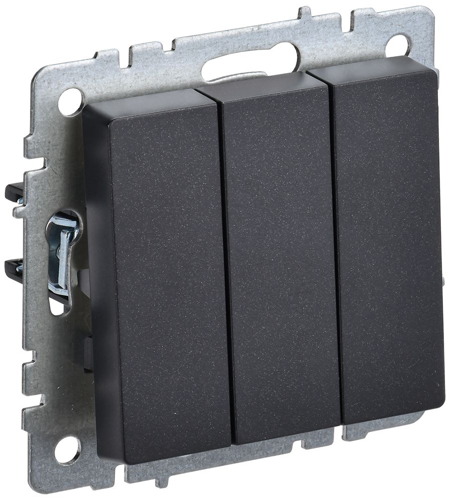 BRITE Выключатель трехклавишный 10А ВС10-3-0-БрЧ черный