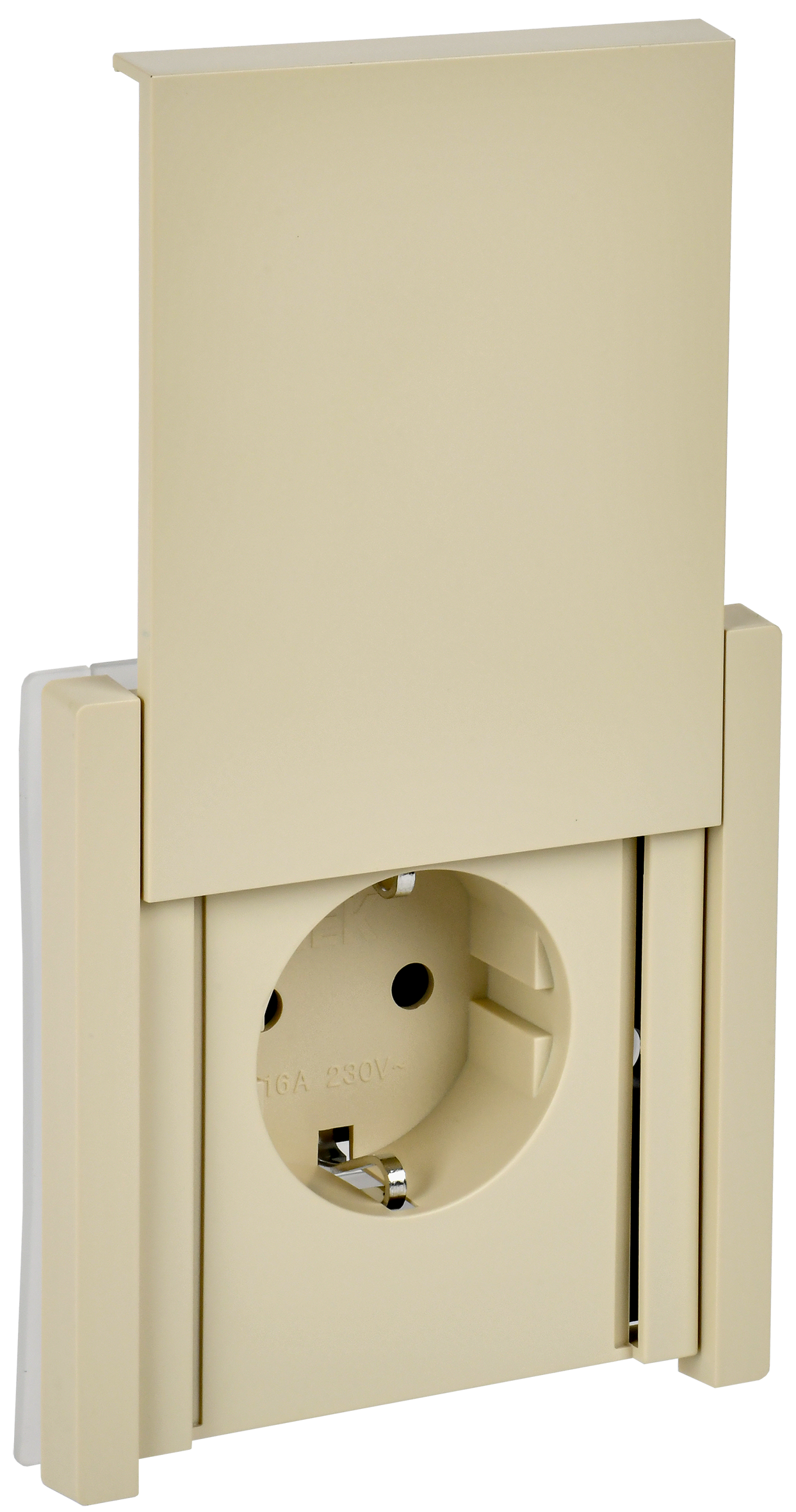 FORTE&PIANO Розетка 1-местная с заземлением с защитными шторками и крышкой безвинтовое крепление 16А IP44 FP419 ваниль IEK