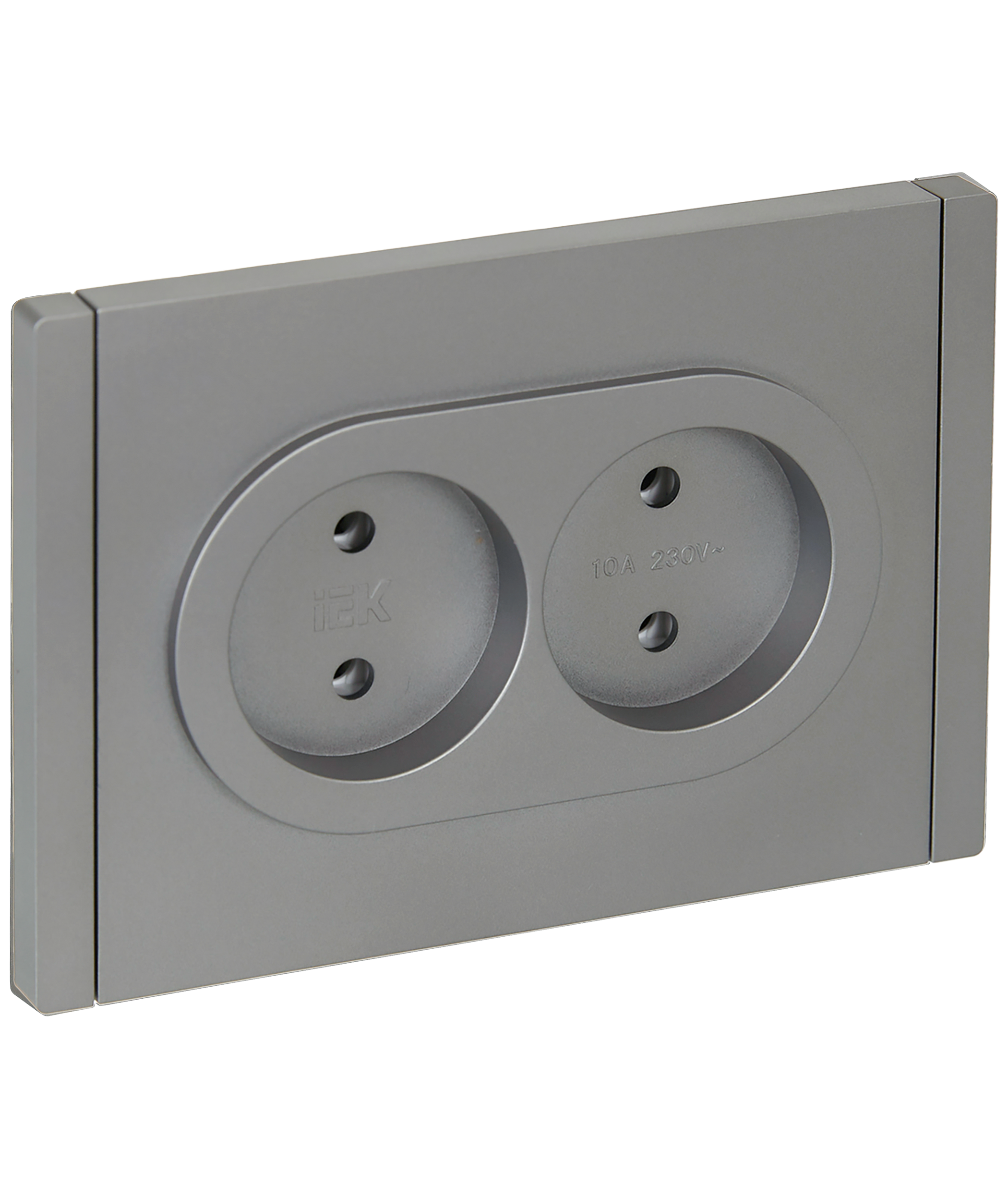 FORTE&PIANO Розетка 2-местная без заземления без защитных шторок безвинтовое крепление 10А FP526 сталь IEK