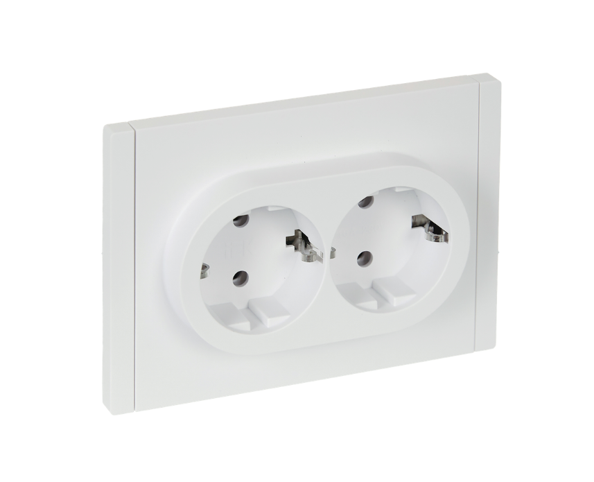 FORTE&PIANO Розетка 2-местная с заземлением без защитных шторок безвинтовое крепление 16А FP224 белый IEK
