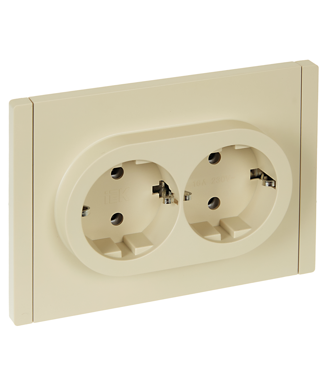 FORTE&PIANO Розетка 2-местная с заземлением без защитных шторок безвинтовое крепление 16А FP424 ваниль IEK