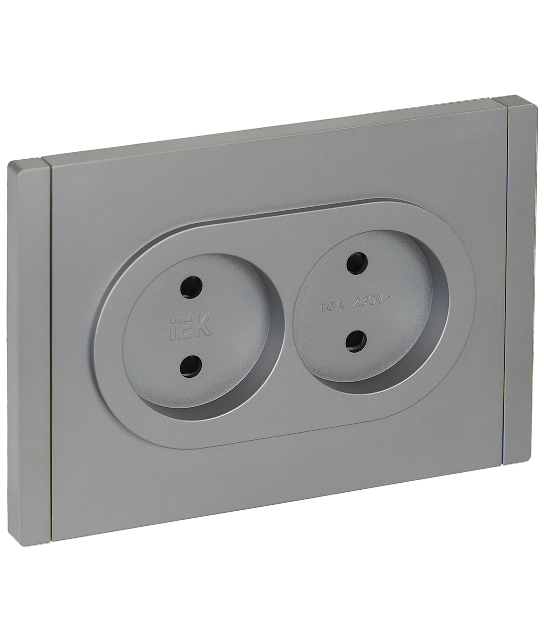 FORTE&PIANO Розетка 2-местная без заземления с защитными шторками безвинтовое крепление 10А FP525 сталь IEK