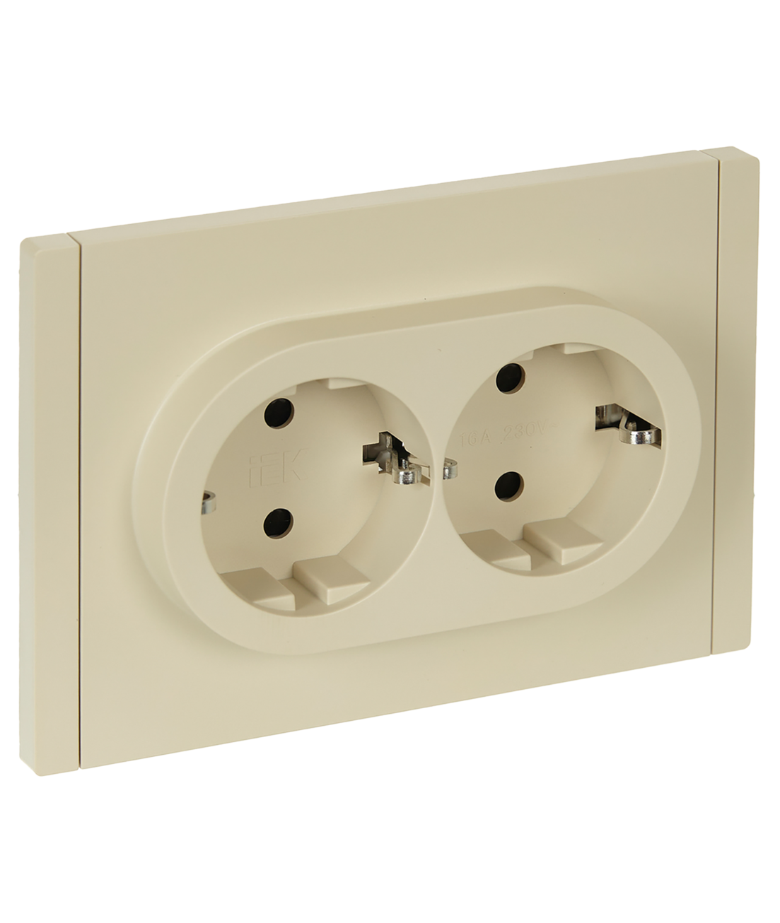 FORTE&PIANO Розетка 2-местная с заземлением с защитными шторками безвинтовое крепление 16А FP423 ваниль IEK