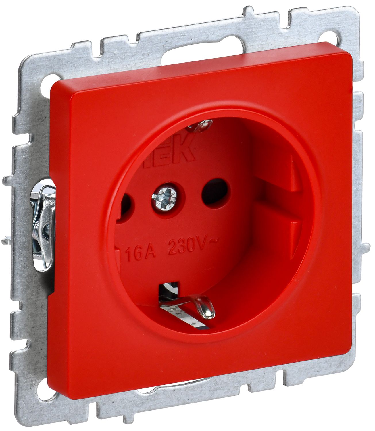 BRITE Розетка 1 пост с заземлением с защитными шторками 16А РС14-1-0-БрК красный