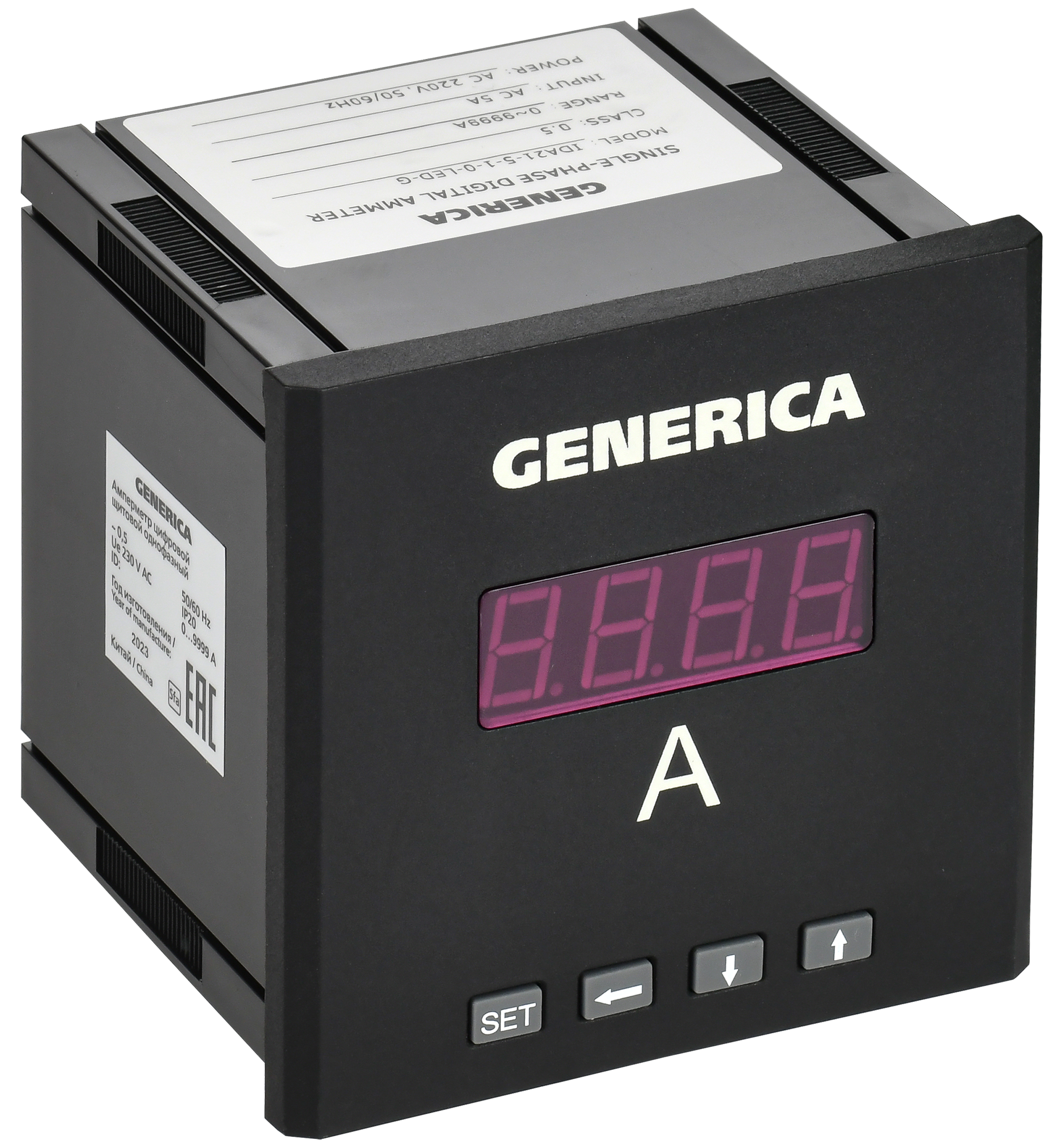 Амперметр цифровой щитовой однофазный 96х96 мм LED GENERICA