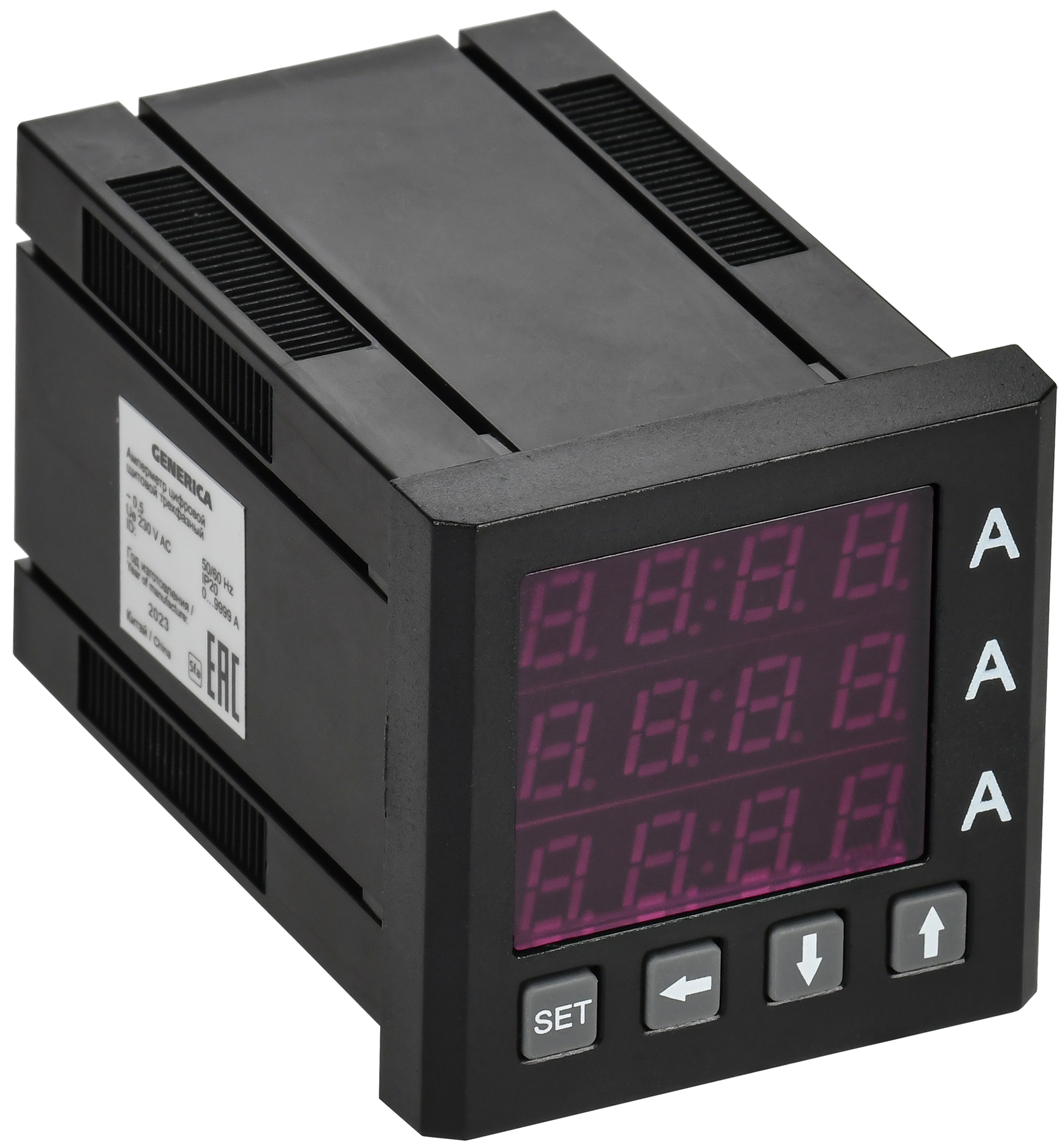 Амперметр цифровой щитовой трехфазный 48х48 мм LED GENERICA
