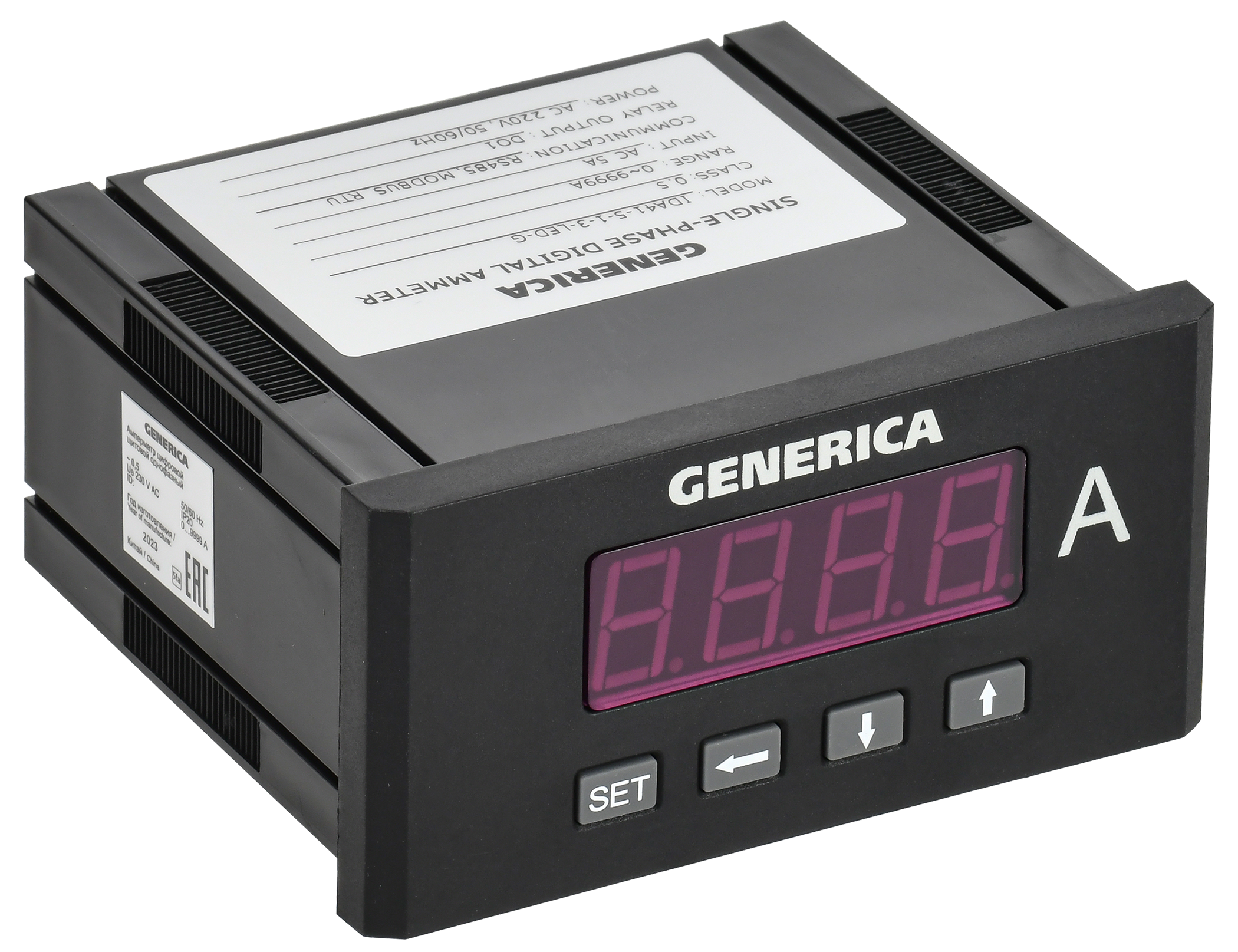 Амперметр цифровой щитовой однофазный DO RS-485 48х96 мм LED GENERICA