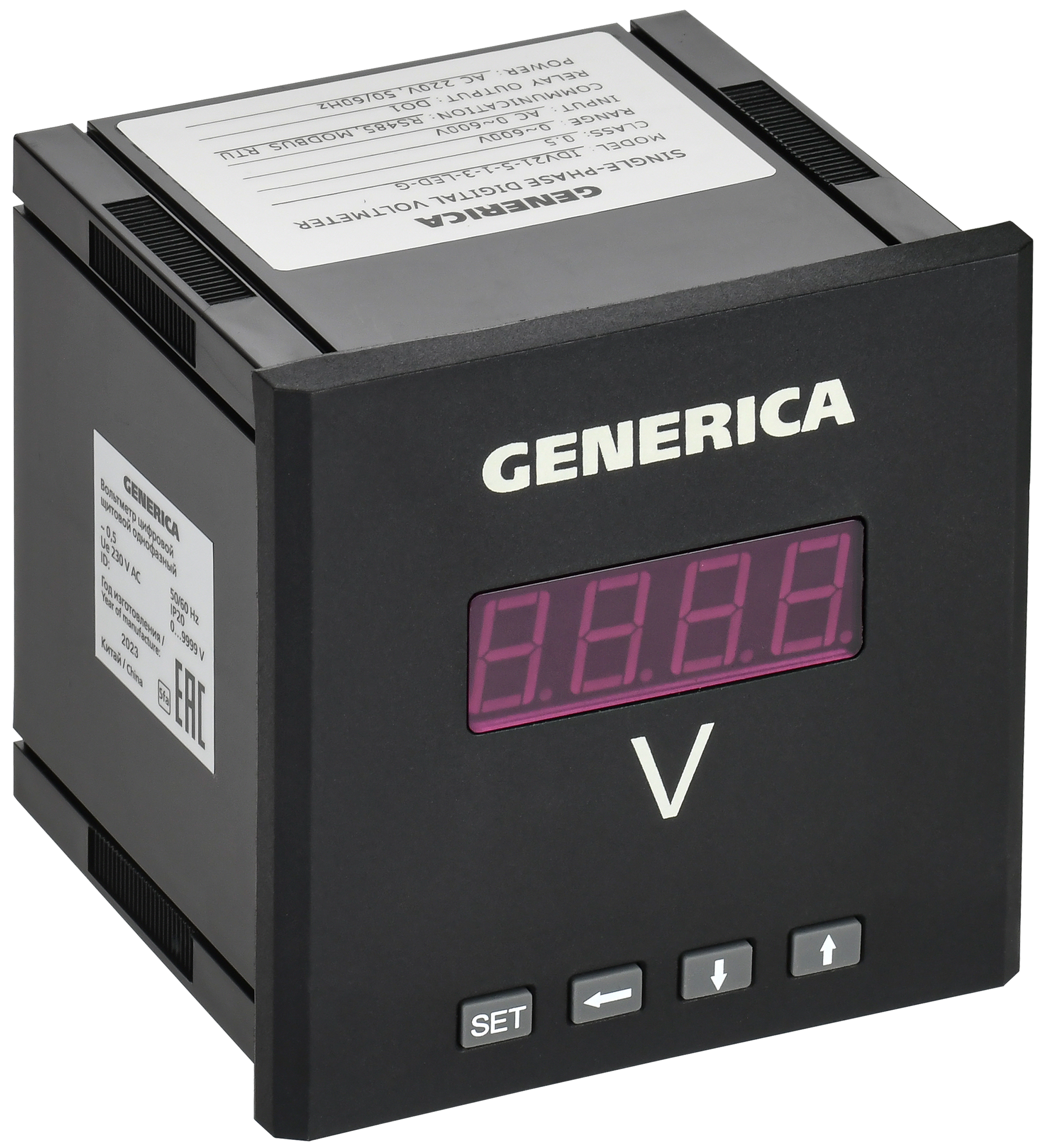 Вольтметр цифровой щитовой однофазный DO RS-485 96х96мм LED GENERICA