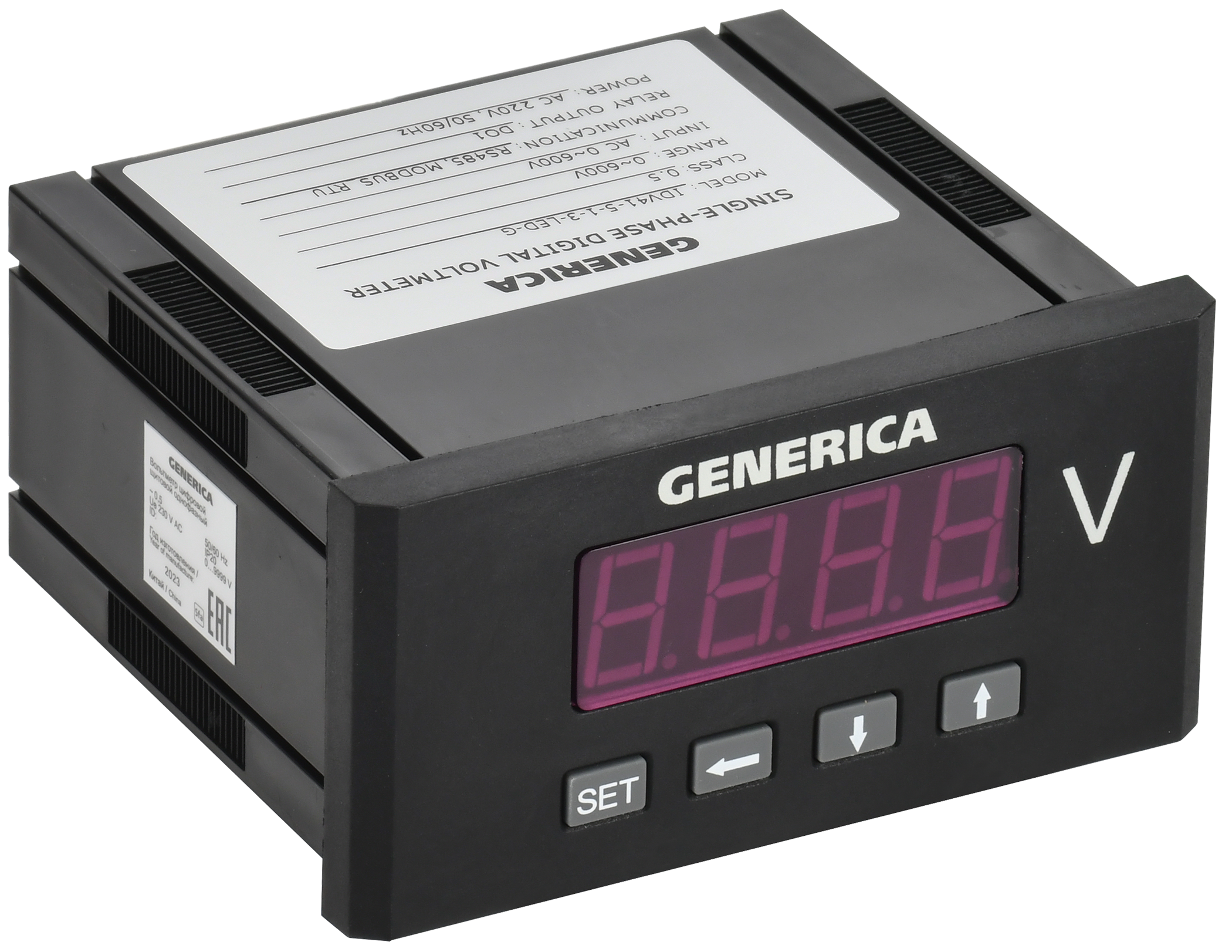 Вольтметр цифровой щитовой однофазный DO RS-485 48х96мм LED GENERICA