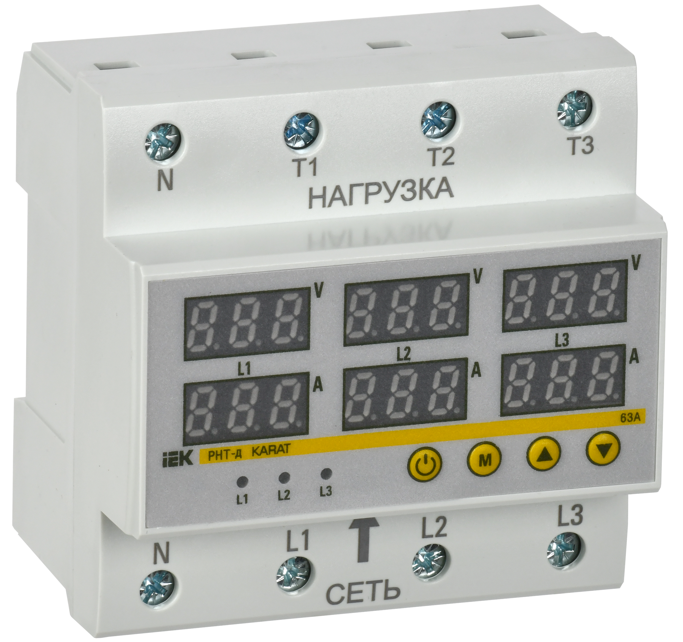 Реле напряжения и тока РНТ-д трехфазное 90мм 63А IEK