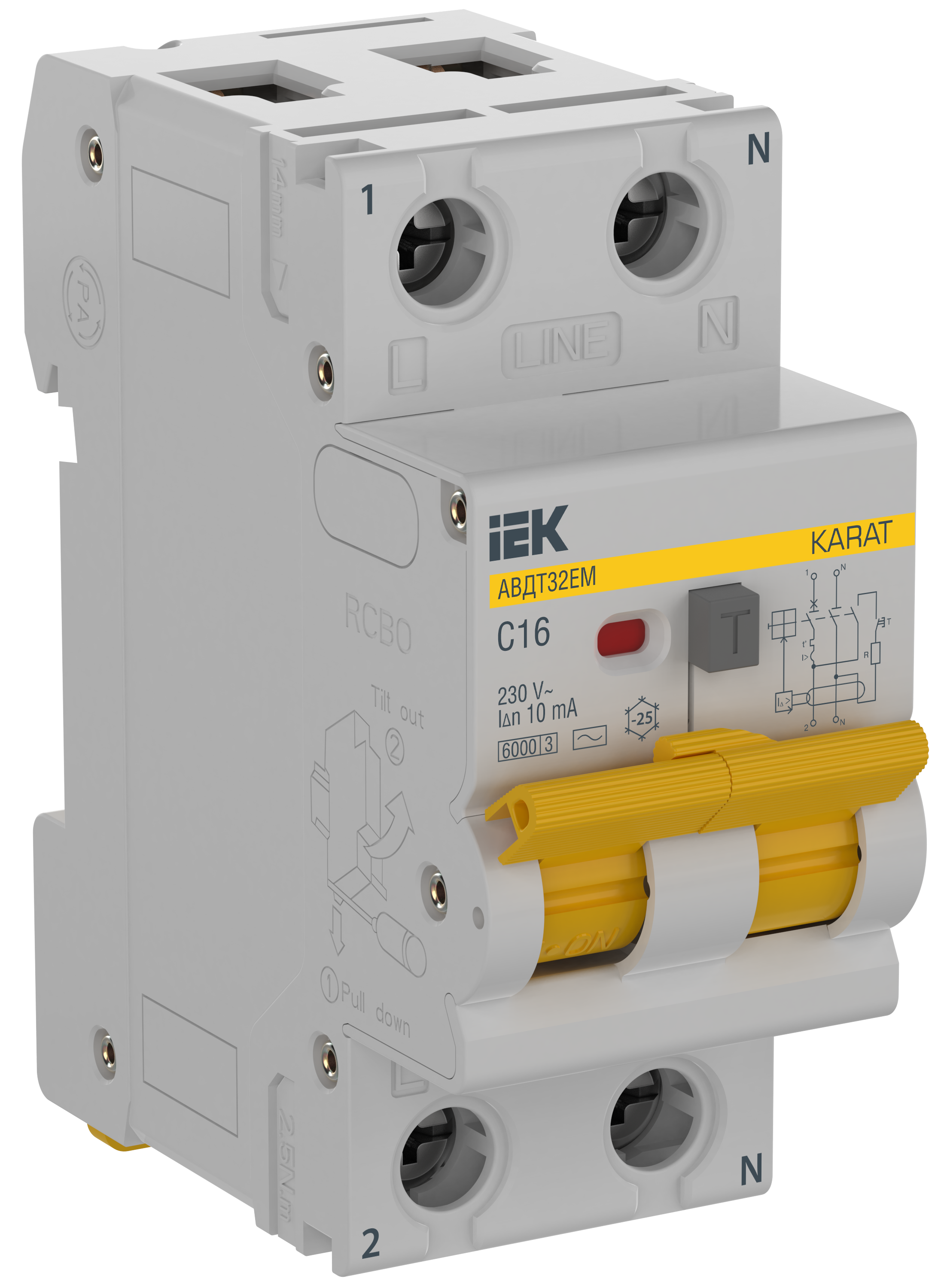 Выключатель автоматический дифференциального тока АВДТ32EM C16 10мА тип A (электромеханический) IEK KA-VD14-1-016-C-010-A
