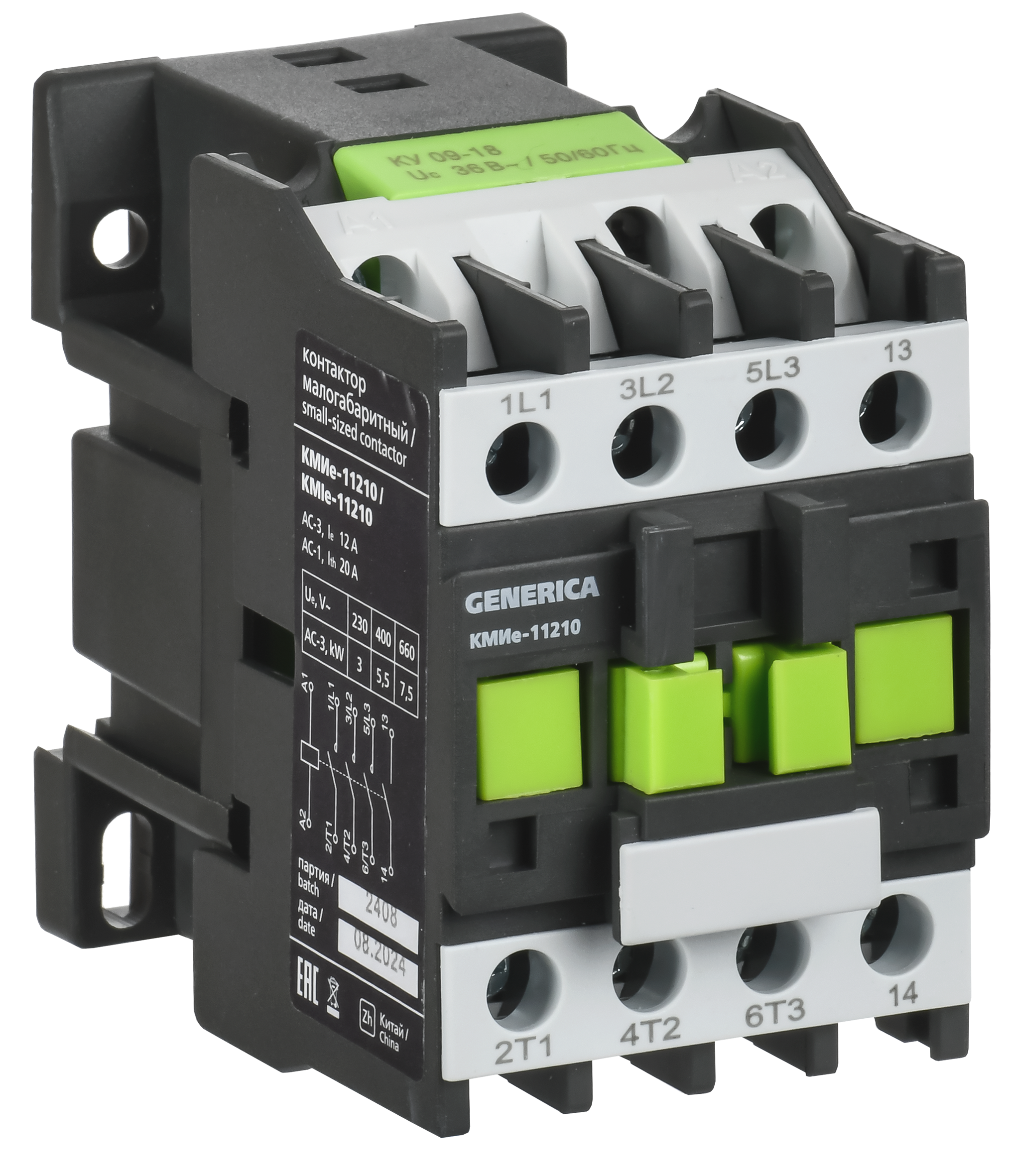 Контактор КМИе-11210 12А 110В/АС3 1NO GENERICA