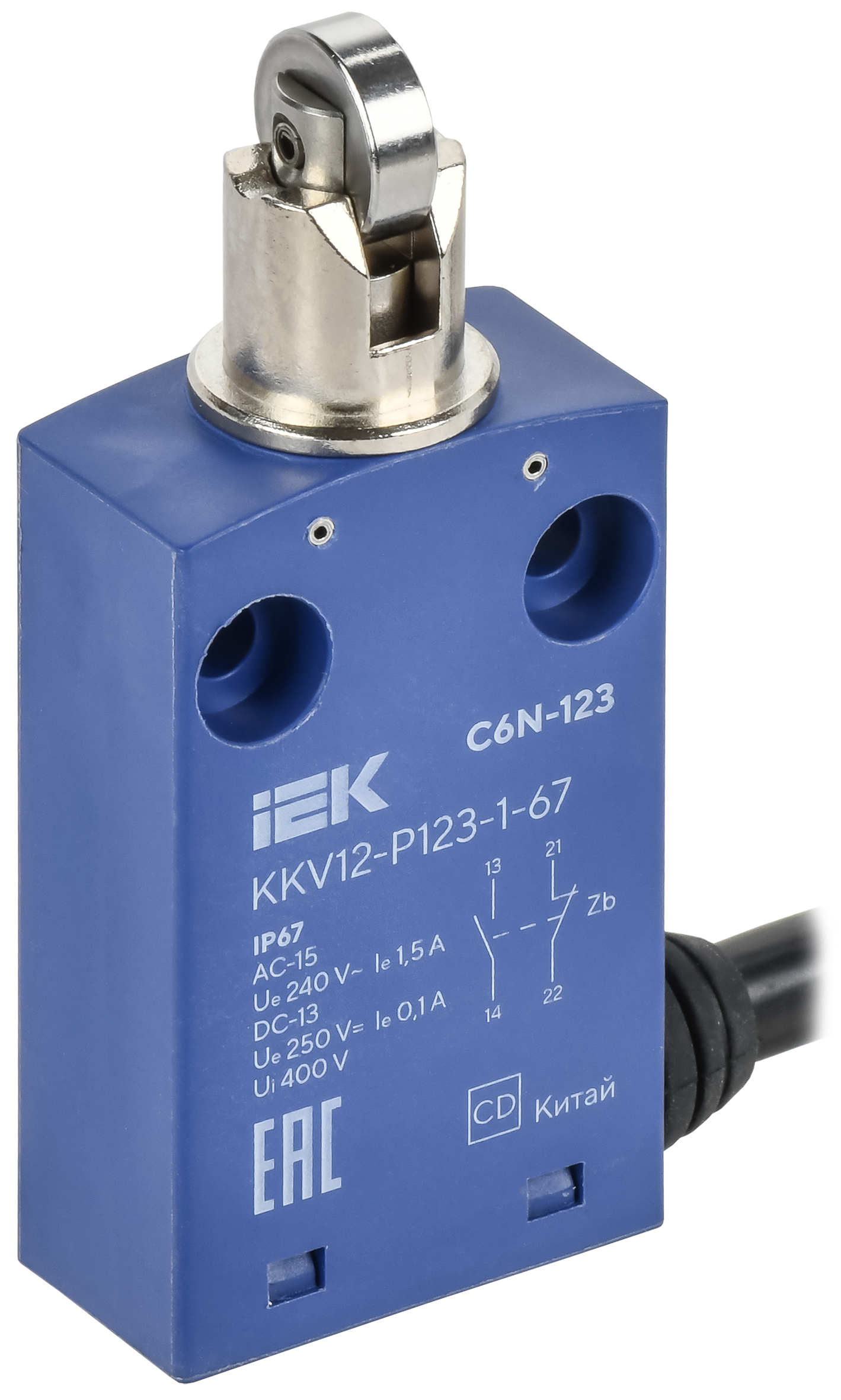 Выключатель концевой C6N-123 вертикальный толкатель с нажимным роликом IP67