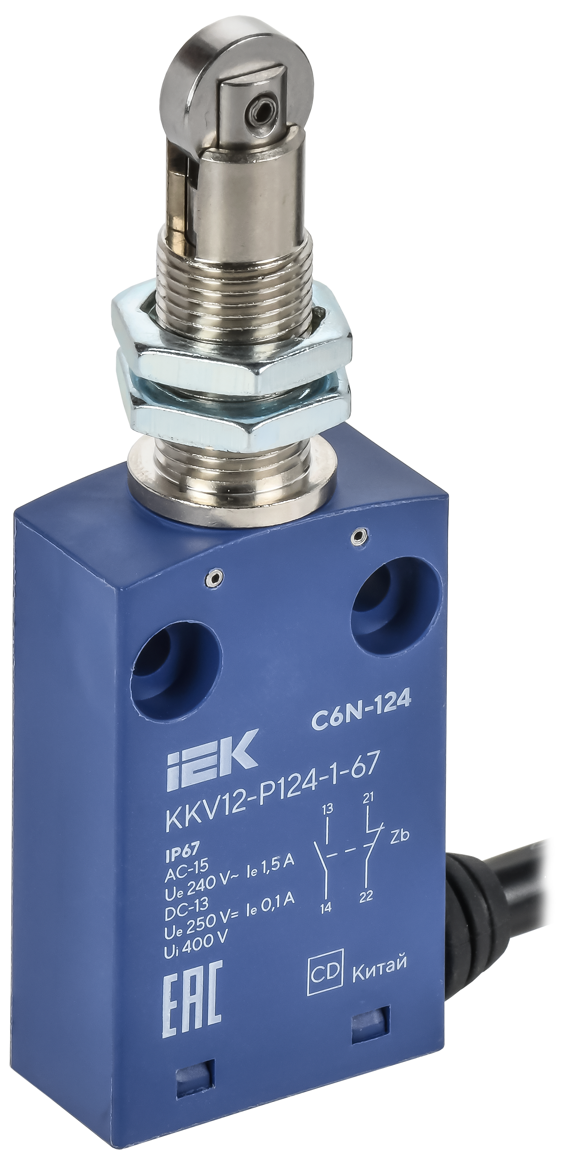 Выключатель концевой C6N-124 толкатель с нажимным роликом резьбовое крепление IP67