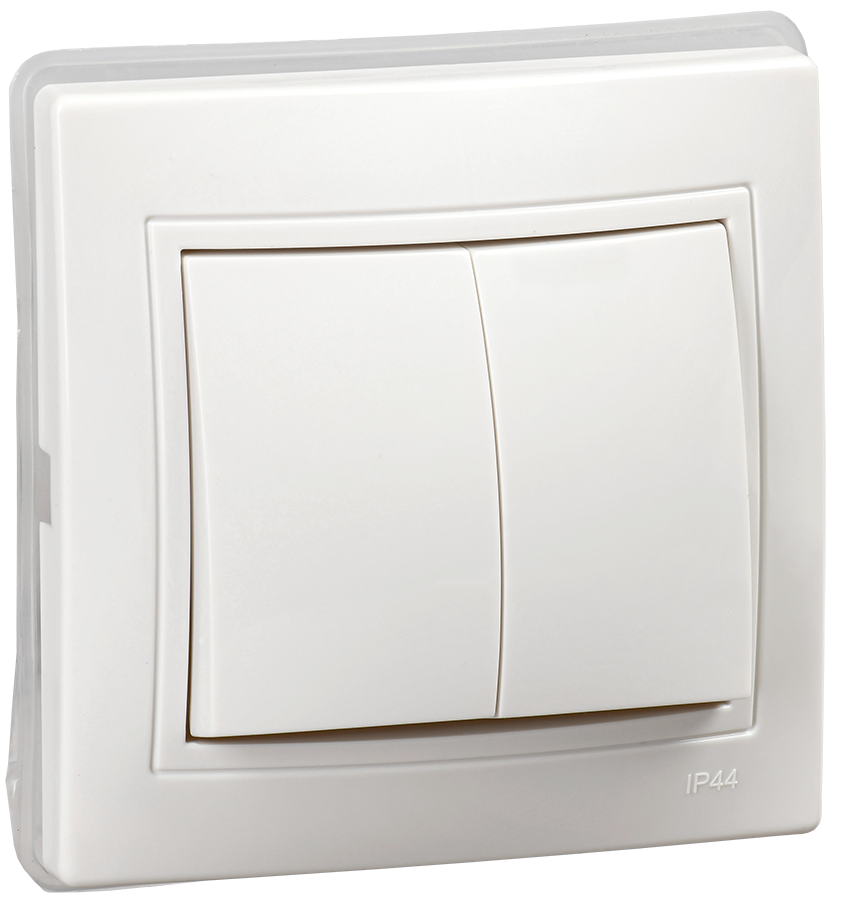 KVARTA Выключатель 2-клавишный 10А IP44 ВС10-2-0-КБ-44 белый GENERICA